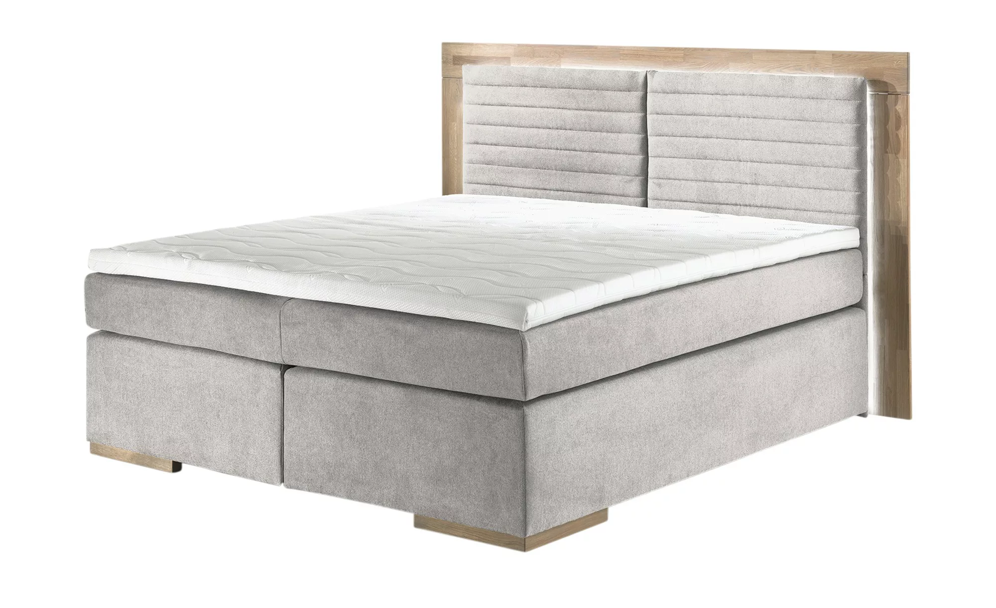 uno Massivholz-Boxspringbett mit LED-Beleuchtung Marlow ¦ beige ¦ Maße (cm) günstig online kaufen