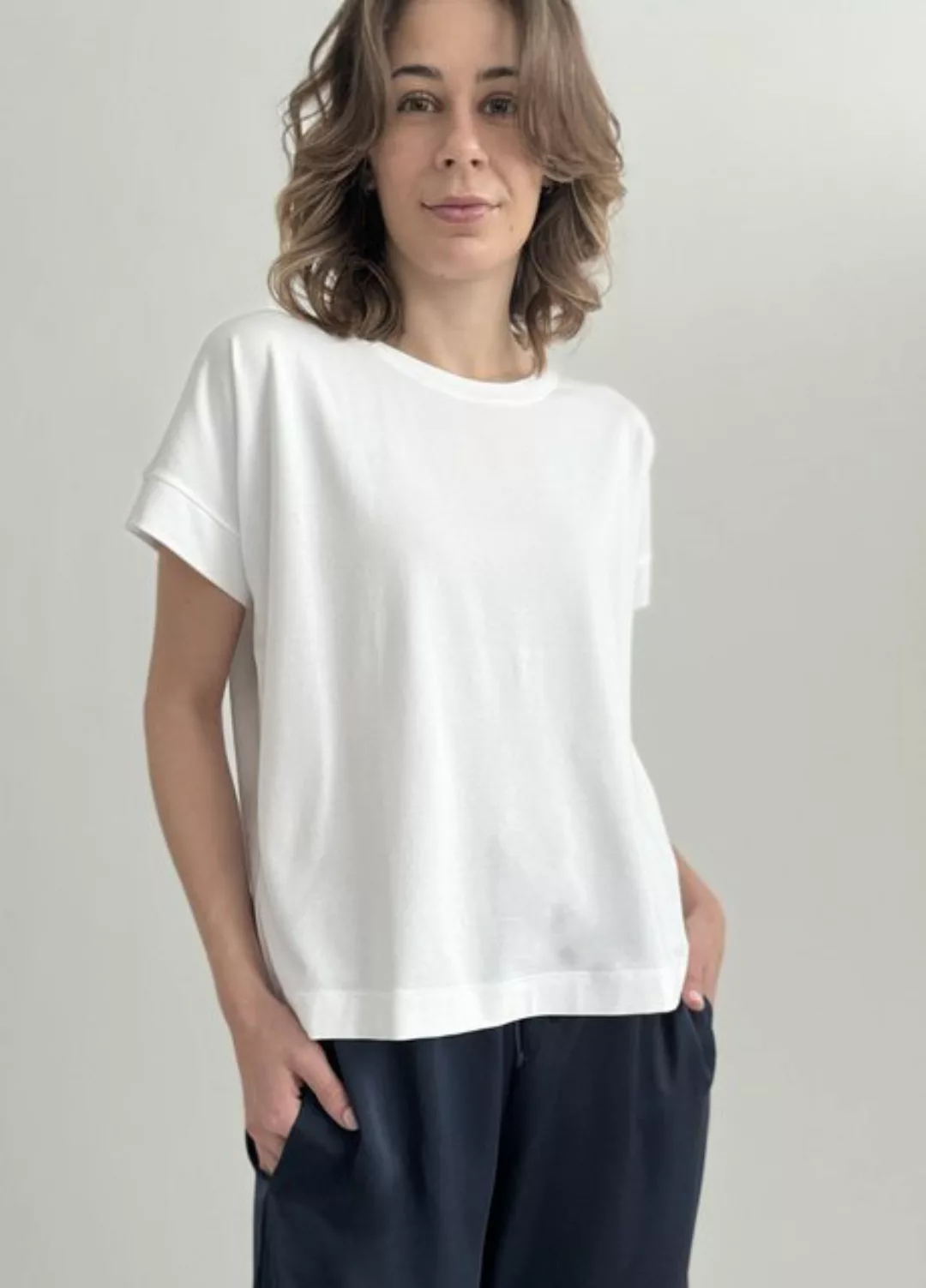 Zuckerwatte Rundhalsshirt aus weicher Baumwolle Modalmischung mit Elasthan günstig online kaufen
