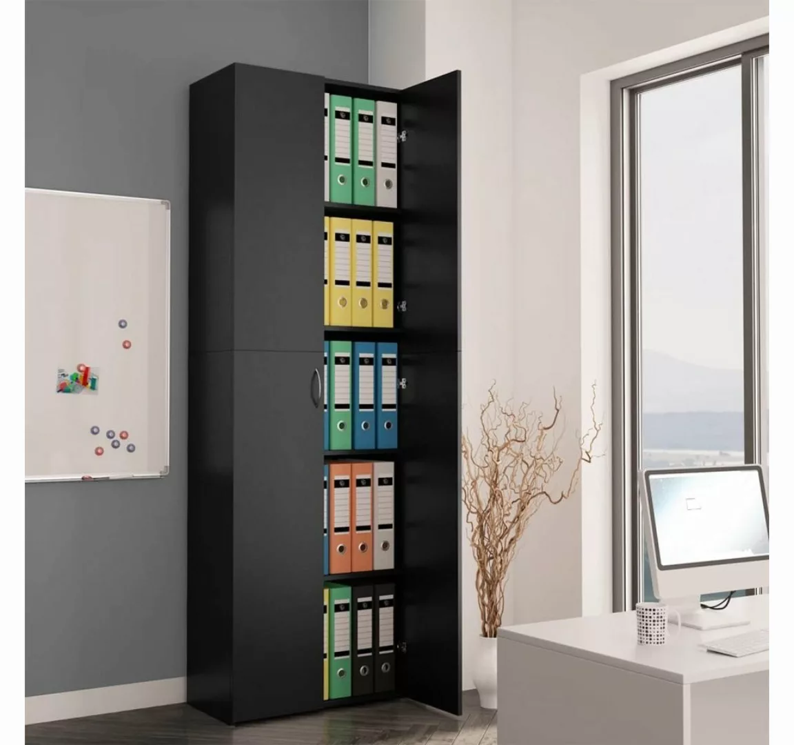 furnicato Aktenschrank Büroschrank Schwarz 60x32x190 cm Holzwerkstoff günstig online kaufen