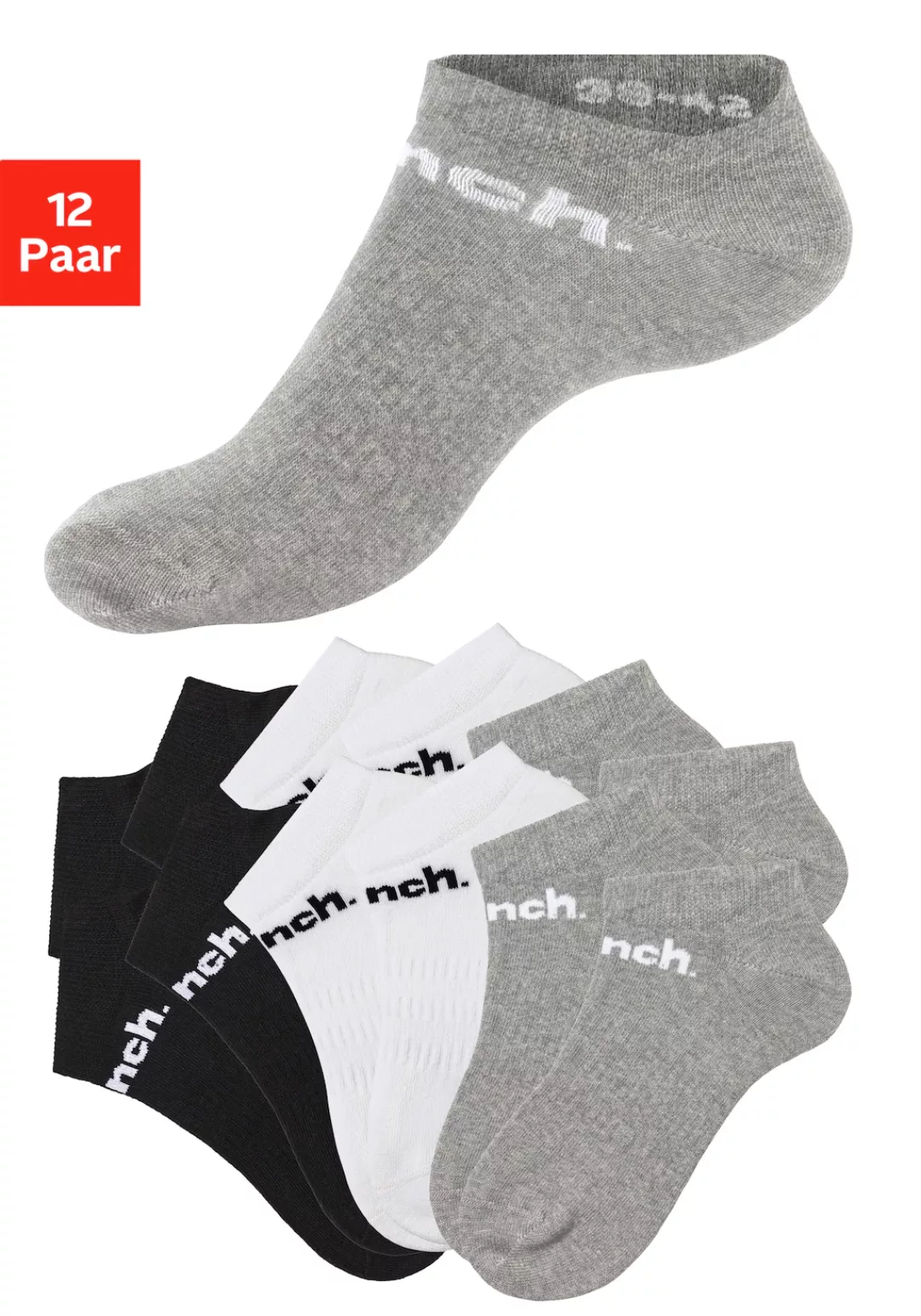 Bench. Sportsocken, (Packung, 12 Paar), Sneakersocken mit klassischem Logos günstig online kaufen