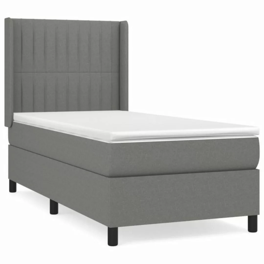 furnicato Bett Boxspringbett mit Matratze Dunkelgrau 80x200 cm Stoff günstig online kaufen