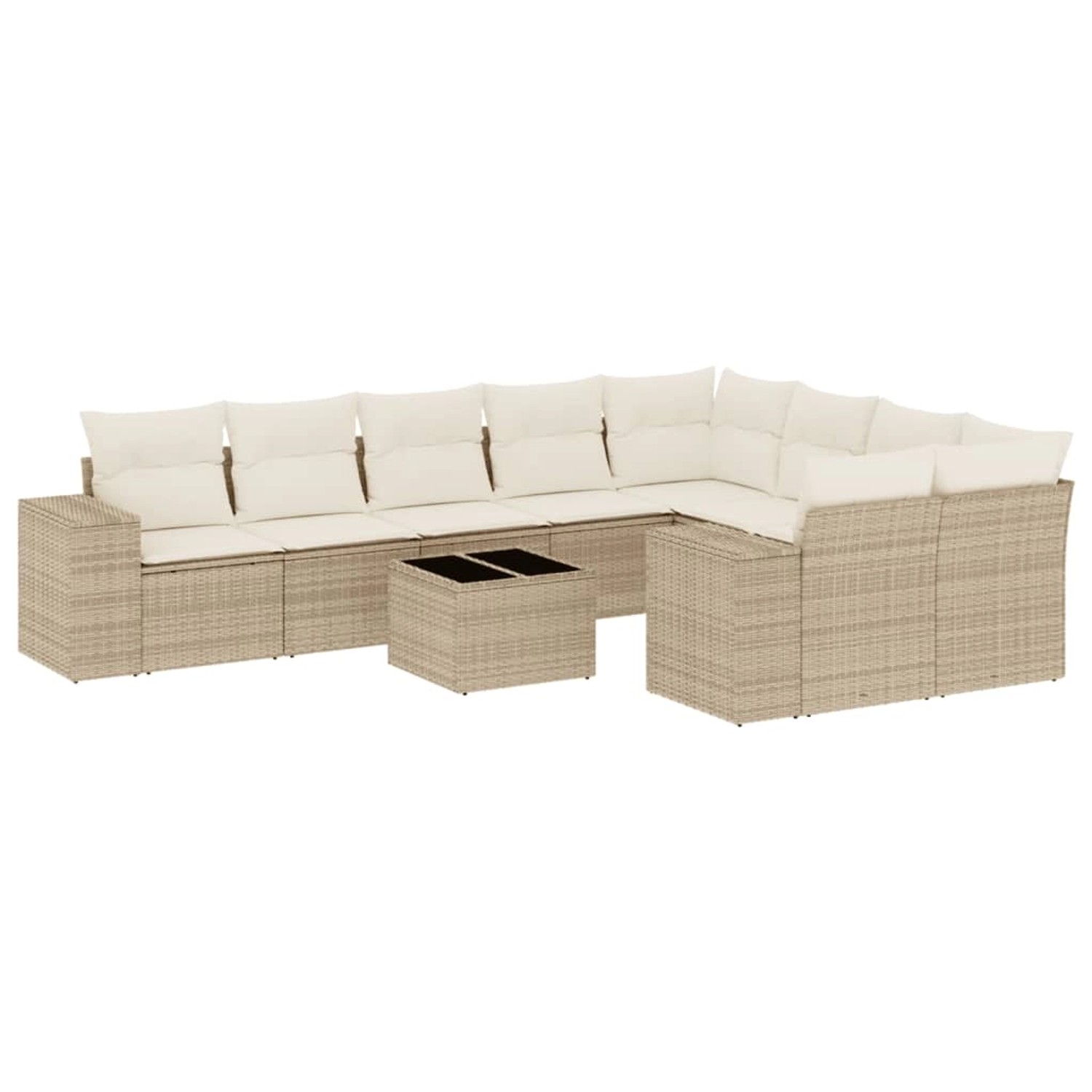 vidaXL 10-Tlg Garten-Sofagarnitur mit Kissen Beige Poly Rattan 3255385 günstig online kaufen