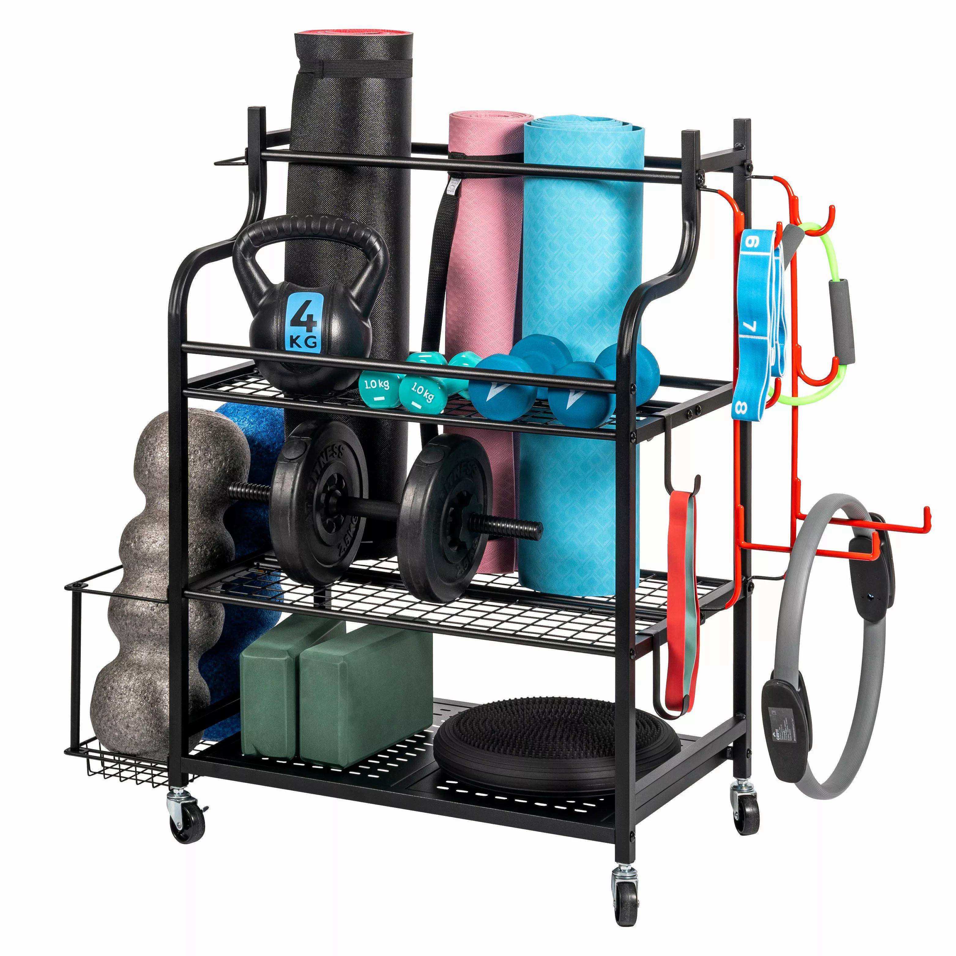 eluno Sportgeräte-Regalwagen Sportgerätewagen mit Ablageflächen und günstig online kaufen