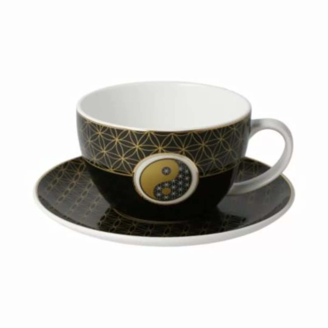 Goebel Tee-/ Cappuccinotasse Lotus - Yin Yang Schwarz bunt günstig online kaufen