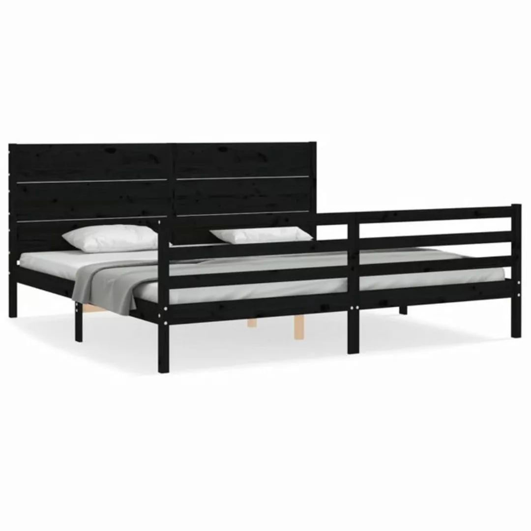 vidaXL Bett Massivholzbett mit Kopfteil Schwarz 200x200 cm günstig online kaufen