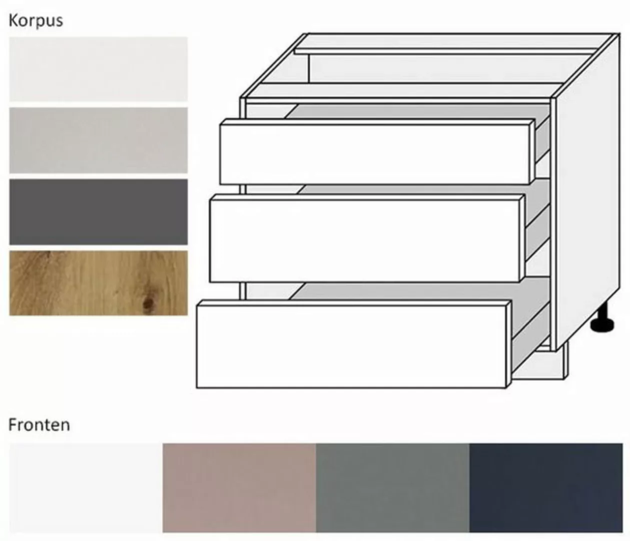 Feldmann-Wohnen Unterschrank Bonn B/T/H: 90 cm / 50 cm / 82 cm günstig online kaufen