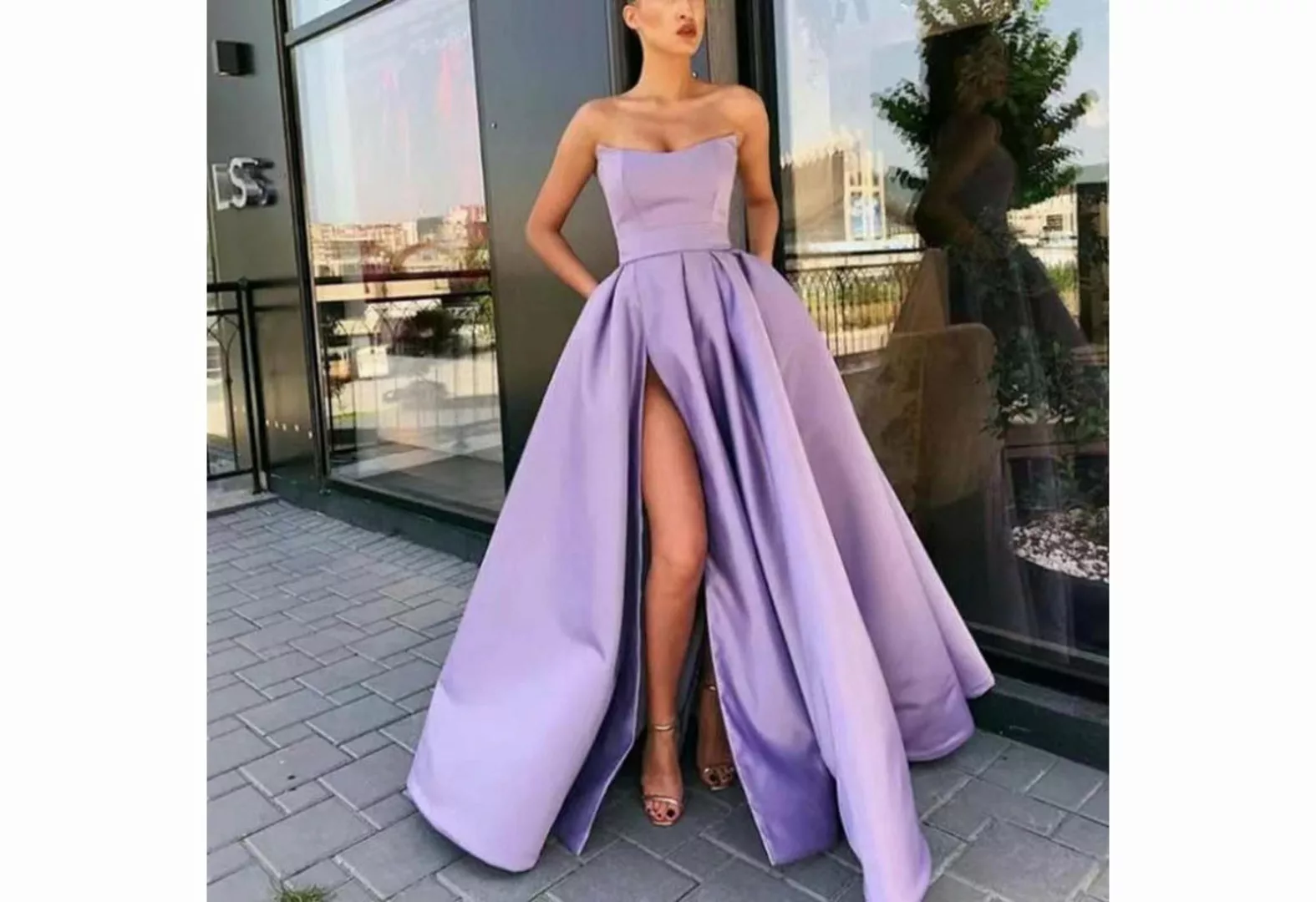 KIKI Abendkleid A-Linien-Kleid – Abendkleid mit Schlitz – Partykleid- Maxik günstig online kaufen