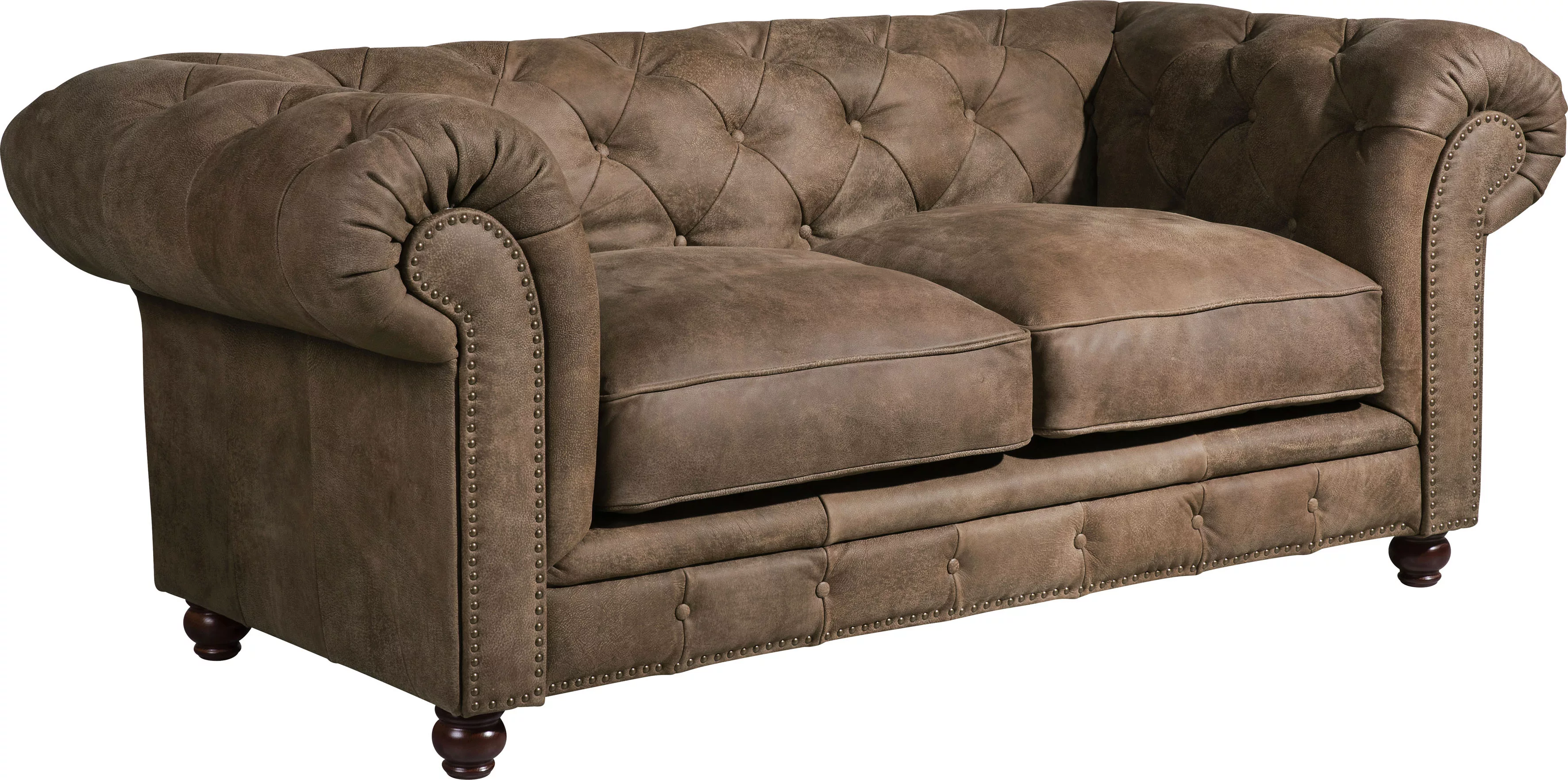 Max Winzer® Chesterfield-Sofa »Old England«, 2-Sitzer Ledersofa mit Knopfhe günstig online kaufen