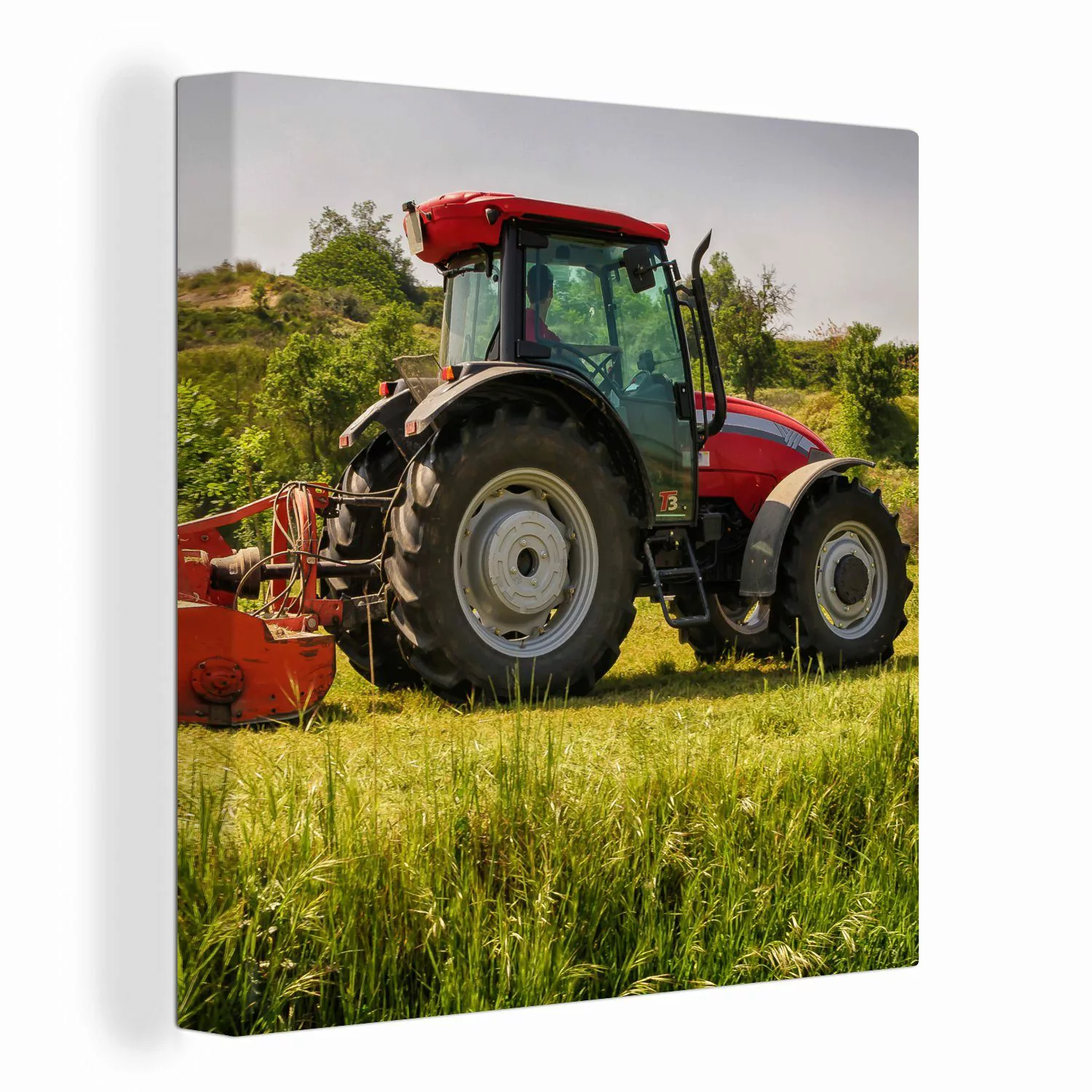 OneMillionCanvasses® Leinwandbild Traktor - Rot - günstig online kaufen