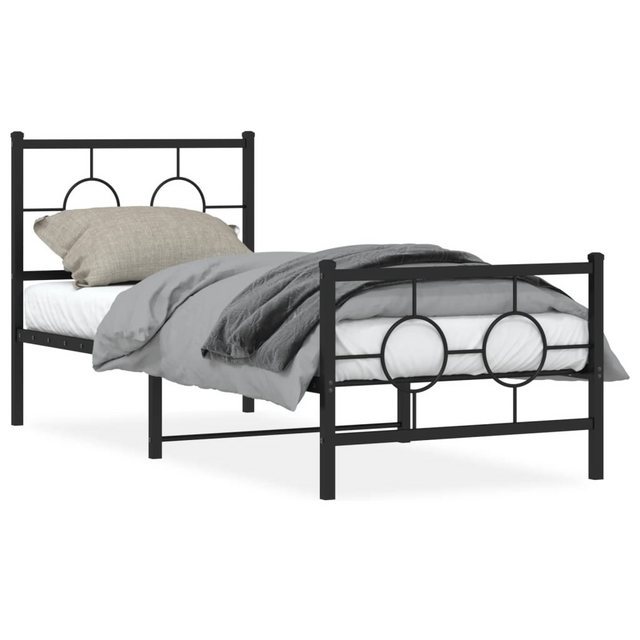 vidaXL Bett Bettgestell mit Kopf- und Fußteil Metall Schwarz 75x190 cm günstig online kaufen