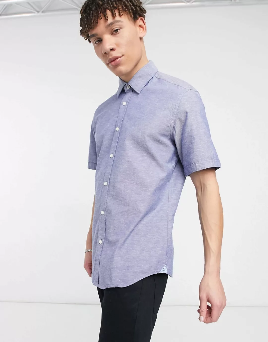 BOSS Business – Luka – Kurzärmliges Hemd-Blau günstig online kaufen