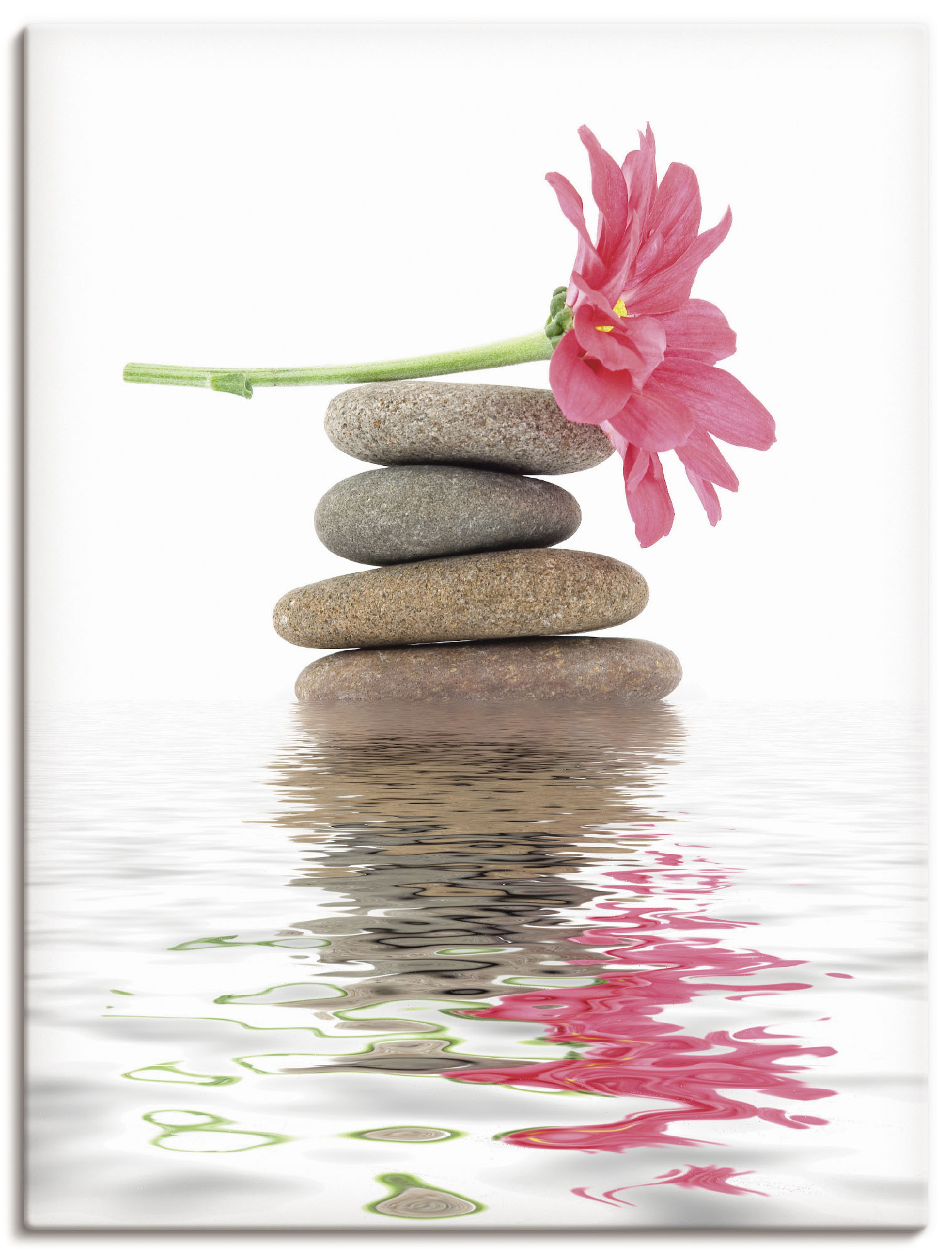 Artland Wandbild "Zen Spa Steine mit Blumen I", Zen, (1 St.), als Leinwandb günstig online kaufen