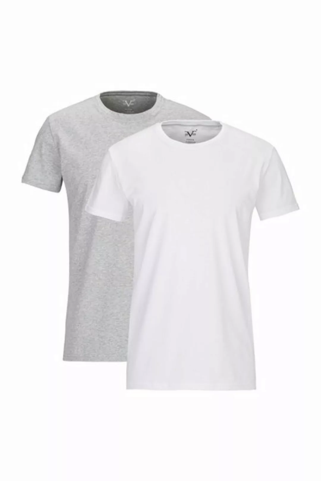 19V69 Italia by Versace T-Shirt Leonardo Rundhals Weiß/Grau 2er-Pack (2er-P günstig online kaufen