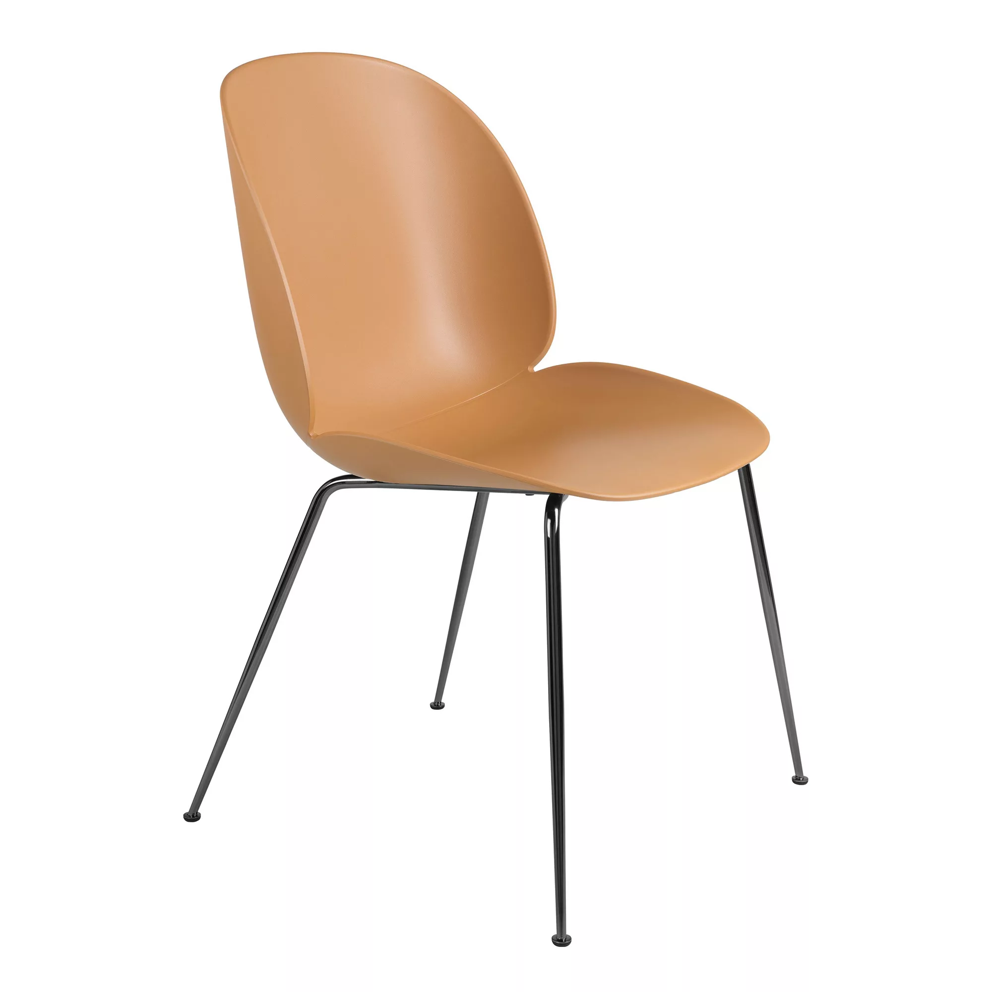 Gubi - Beetle Dining Chair Stuhl Gestell Chrom schwarz - bernstein braun/Si günstig online kaufen