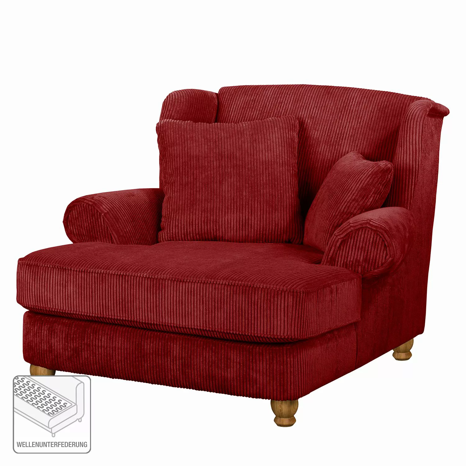home24 Maison Belfort XXL Sessel Colares Rot Cord 135x100x128 cm (BxHxT) günstig online kaufen