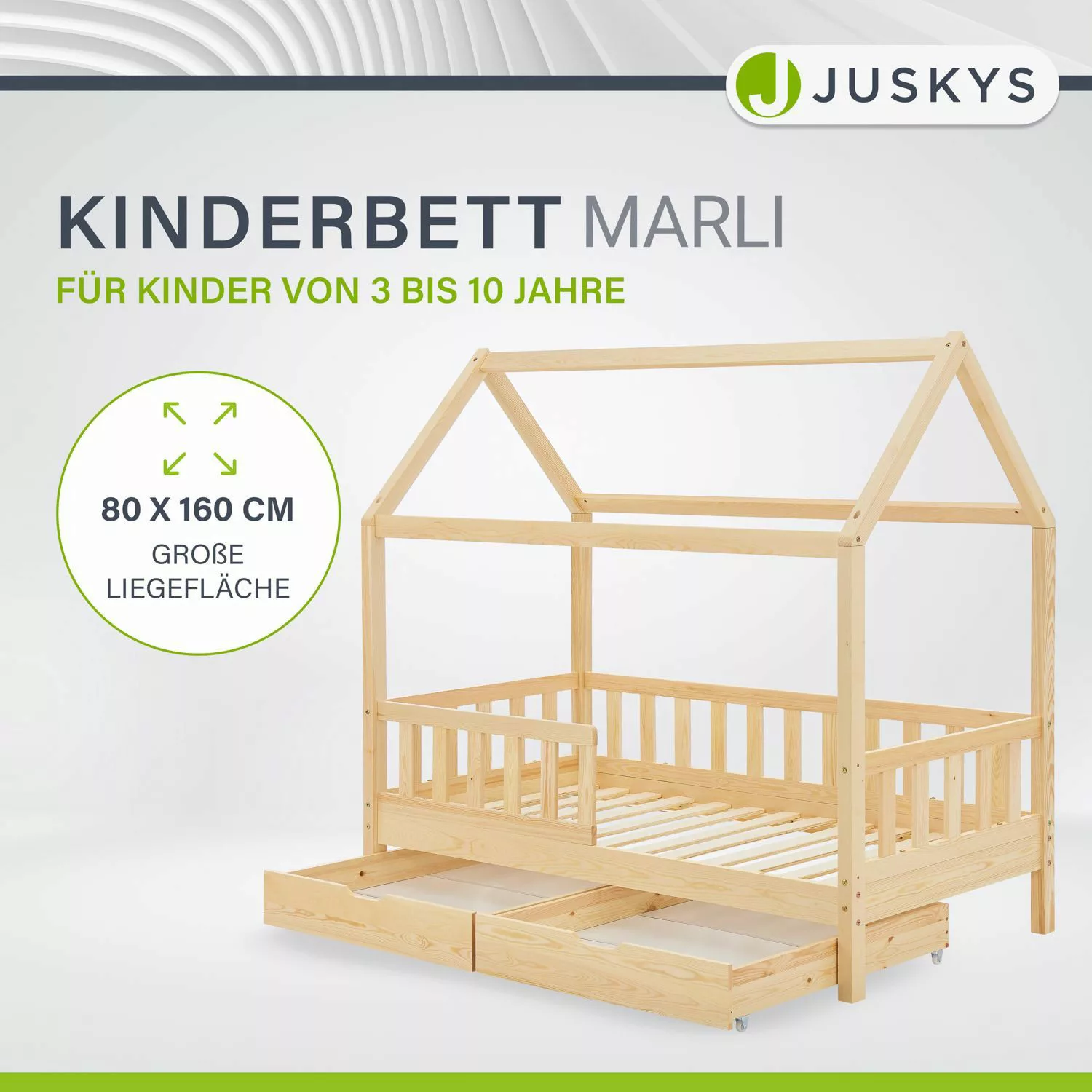 Juskys Kinderbett Marli, 80x160 cm, 3 günstig online kaufen