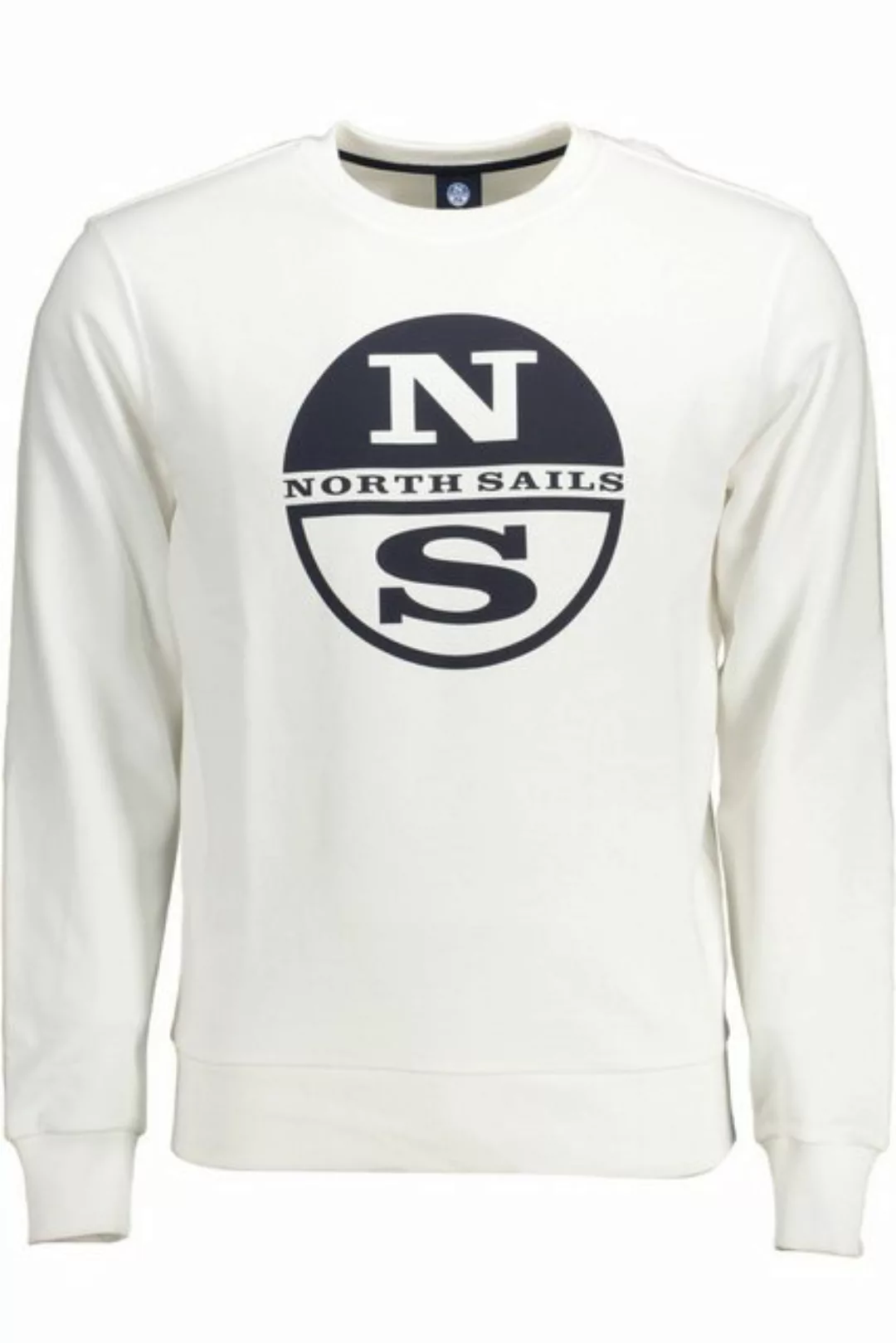 North Sails Sweatshirt Herren-Sweatshirt Weiß: Langarm, Rundhals, Logo - günstig online kaufen