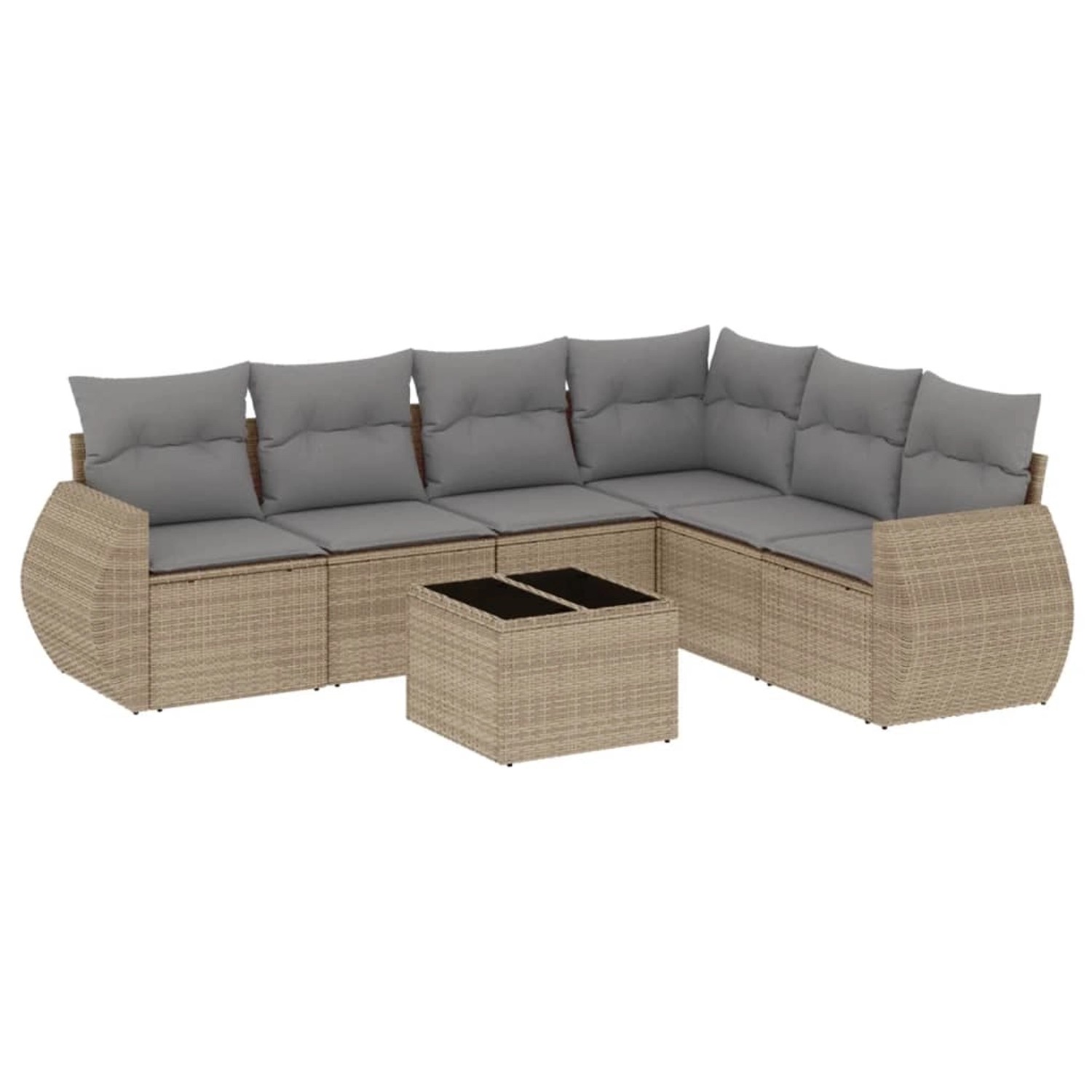 vidaXL 7-Tlg Garten-Sofagarnitur mit Kissen Beige Poly Rattan 3221418 günstig online kaufen