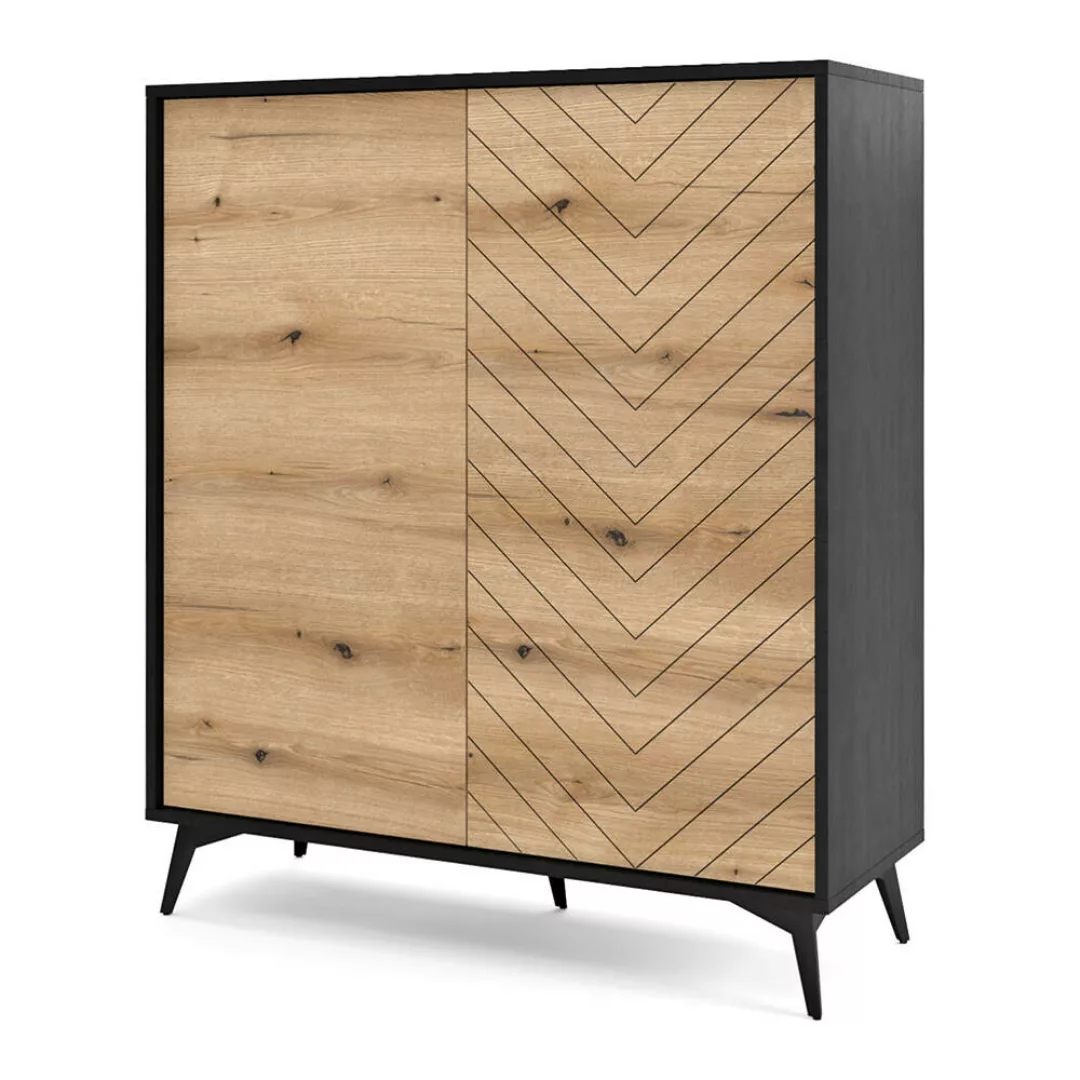 Highboard schwarz mit Eiche DALE-160 günstig online kaufen