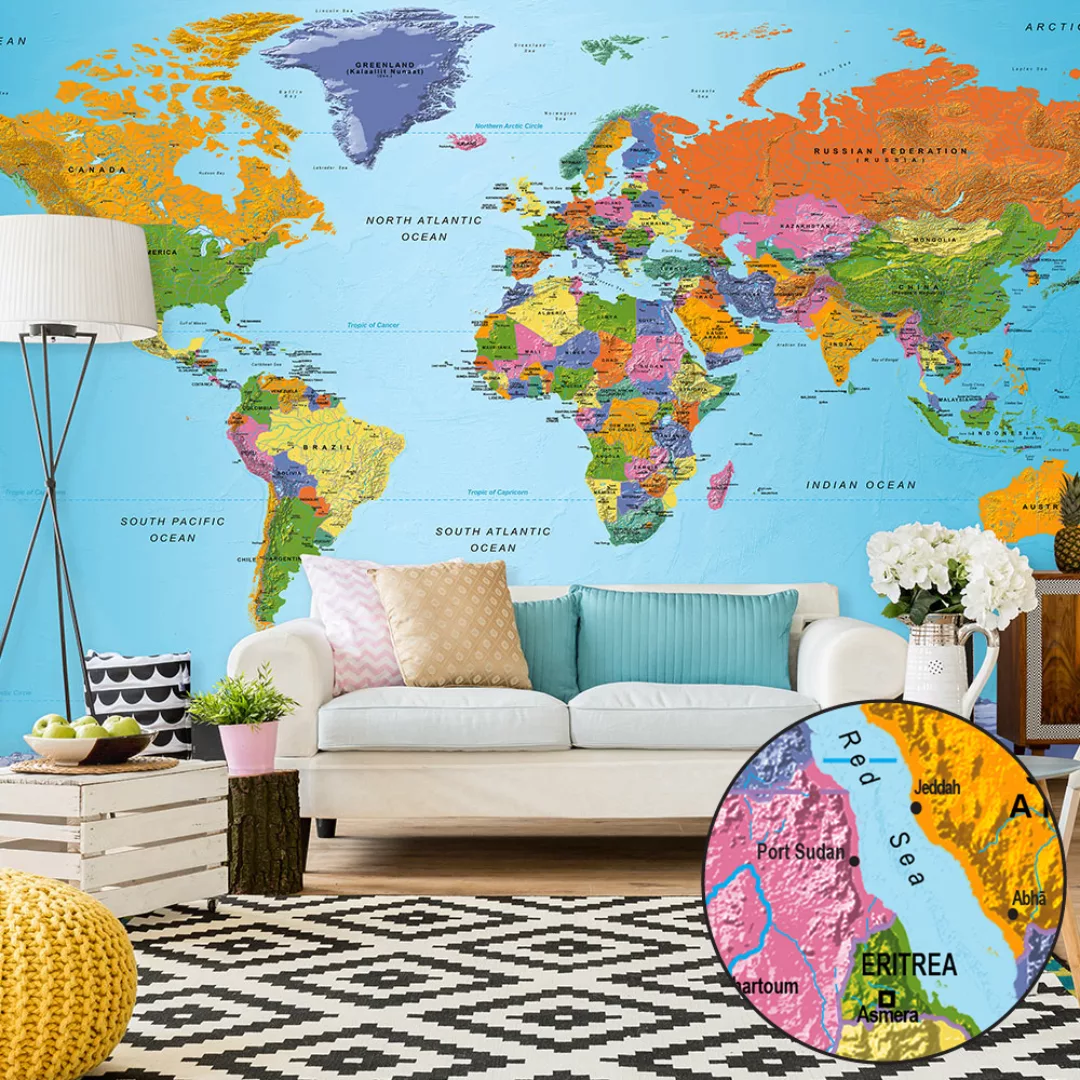 Xxl Tapete - World Map: Colourful Geography Ii günstig online kaufen