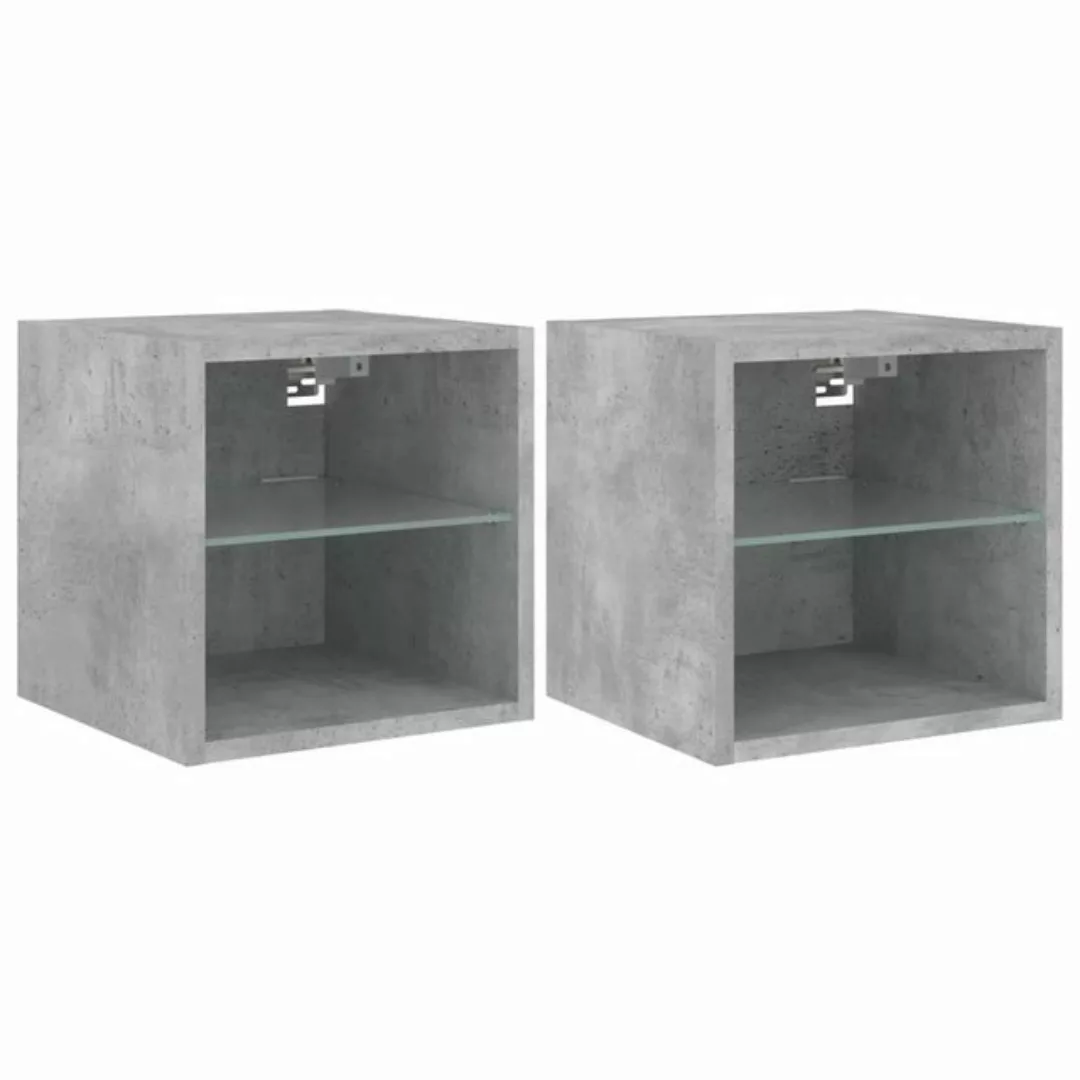 vidaXL Hängeschrank Wandschränke mit LED-Leuchten 2 Stk Betongrau 30x28,5x3 günstig online kaufen