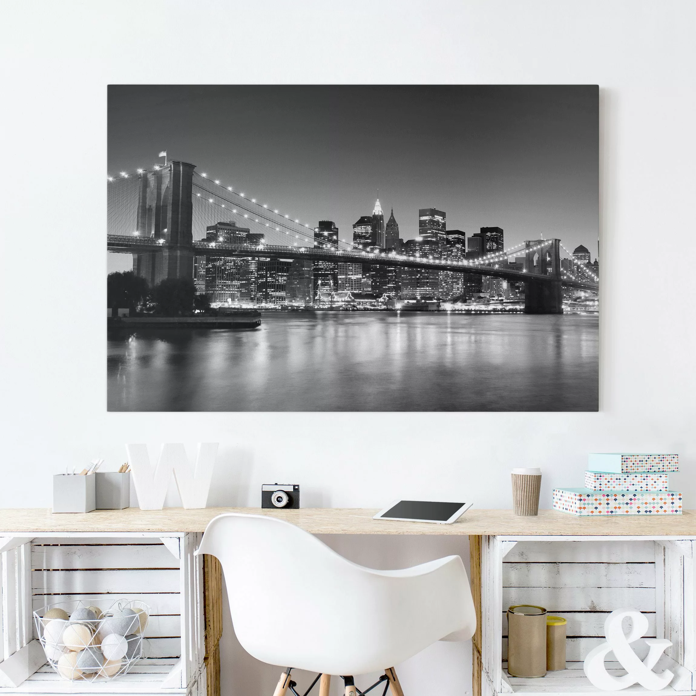 Leinwandbild New York - Querformat Brooklyn Brücke in New York II günstig online kaufen