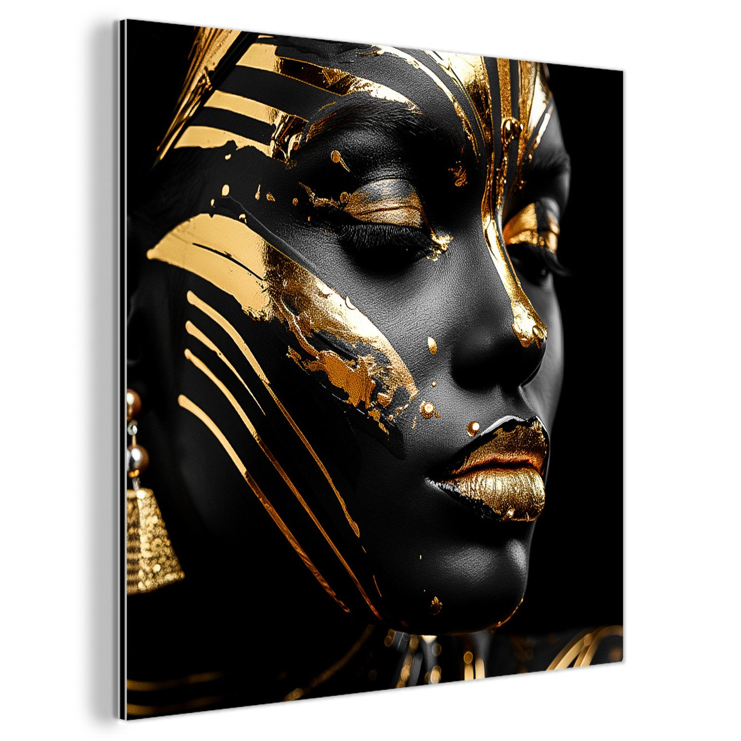 MuchoWow Metallbild Frau - Gold - günstig online kaufen
