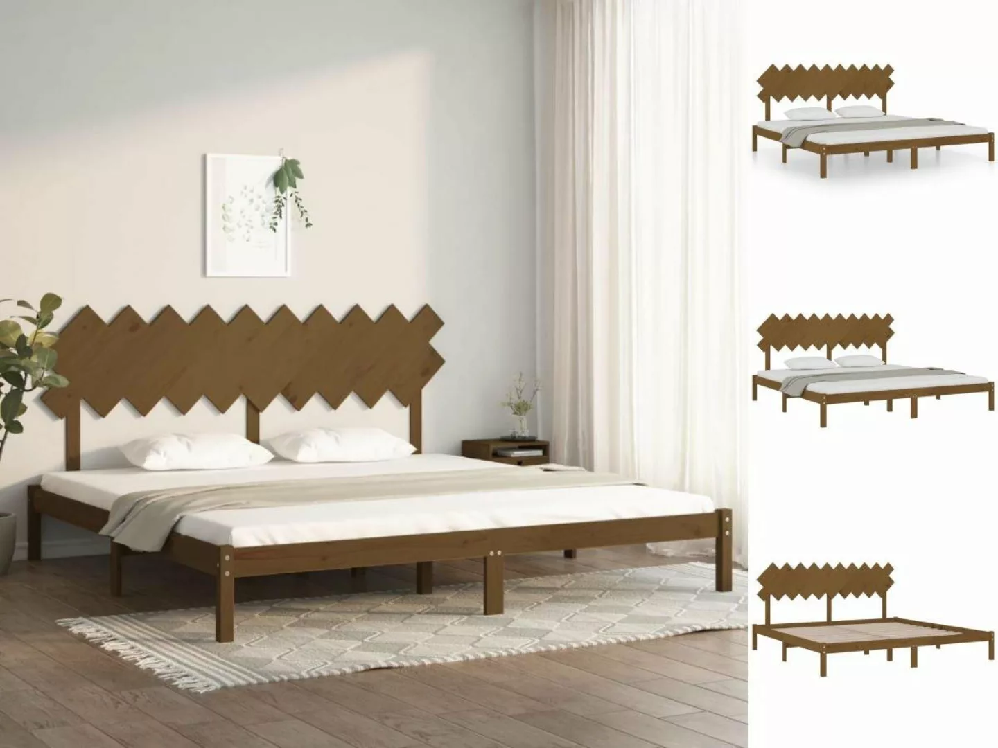 vidaXL Bettgestell Massivholzbett Honigbraun 200x200 cm Bett Bettrahmen Bet günstig online kaufen