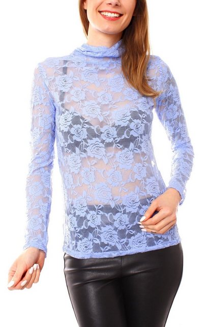 Muse Spitzenshirt Turtleneck Spitzenshirt Langarm transparent 1096 günstig online kaufen