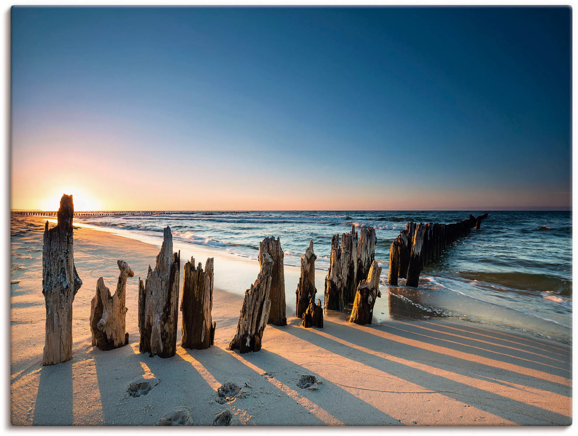 Artland Wandbild »Sonnenuntergang Strand Wellenbrecher«, Meer Bilder, (1 St günstig online kaufen