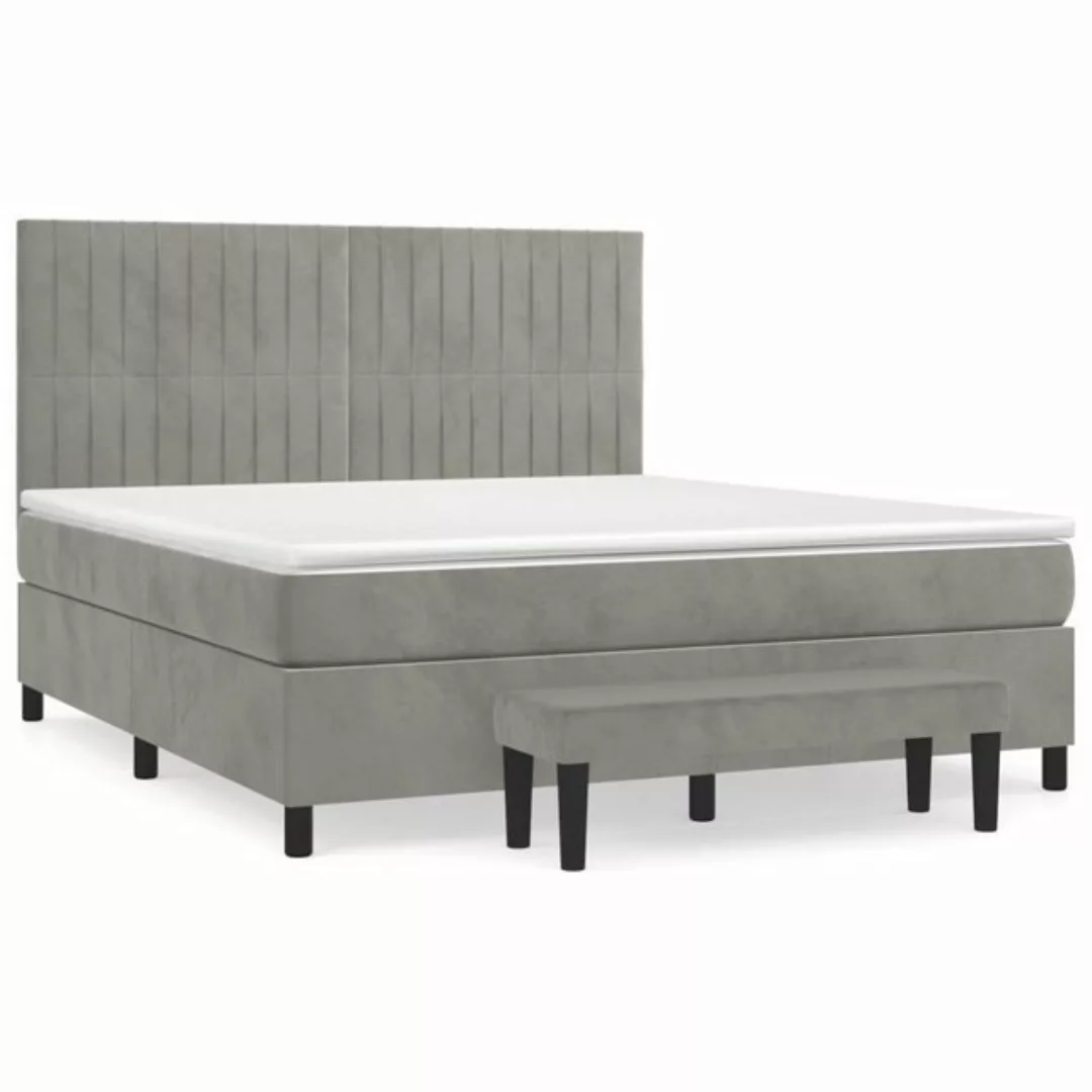 furnicato Bett Boxspringbett mit Matratze Hellgrau 160x200 cm Samt günstig online kaufen