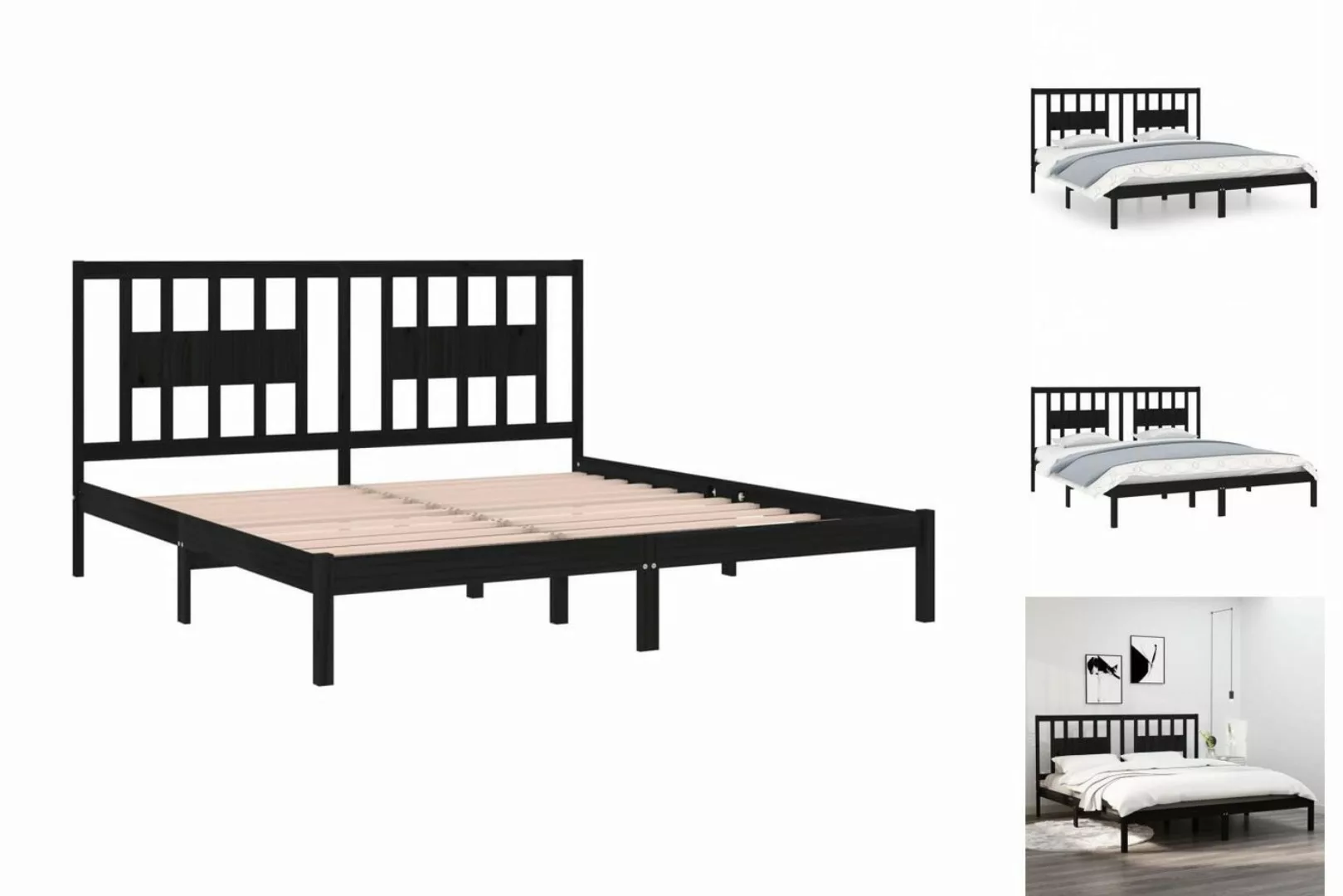 vidaXL Bettgestell Massivholzbett Schwarz Kiefer 200x200 cm Bett Bettgestel günstig online kaufen