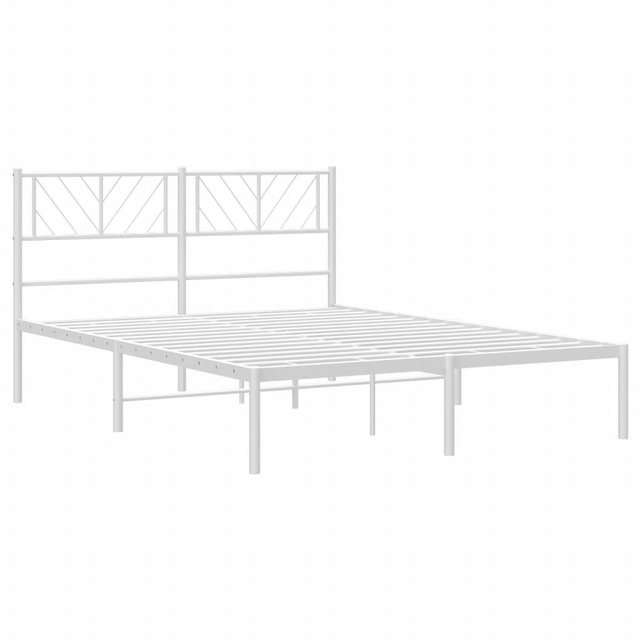 vidaXL Bettgestell Bettrahmen mit Kopfteil Metall Weiß 140x200 cm Bett Bett günstig online kaufen