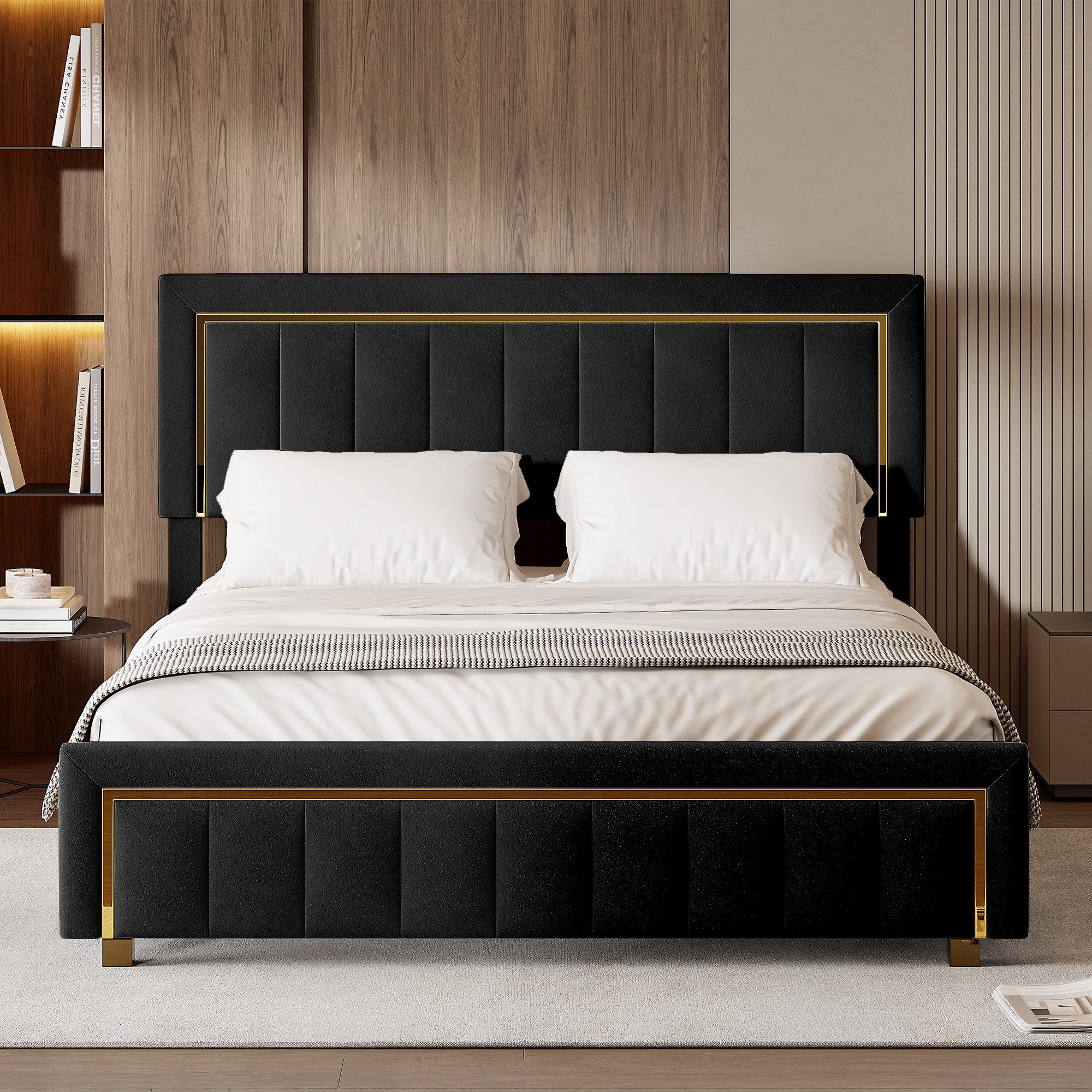 FUROKOY Polsterbett Doppelbett Stauraumbett Hydraulisch anhebbarer günstig online kaufen