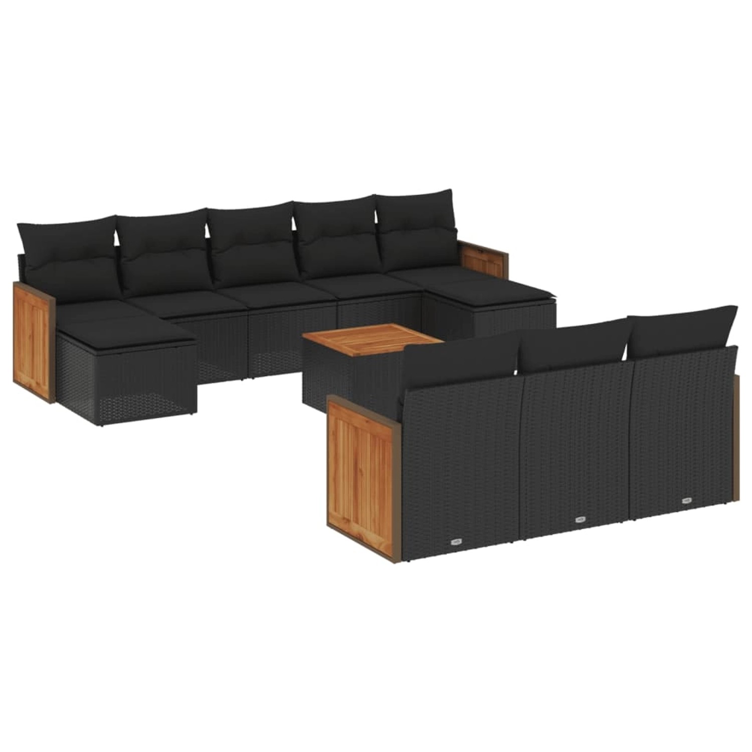 vidaXL 11-Tlg Garten-Sofagarnitur mit Kissen Schwarz Poly Rattan 3228099 günstig online kaufen