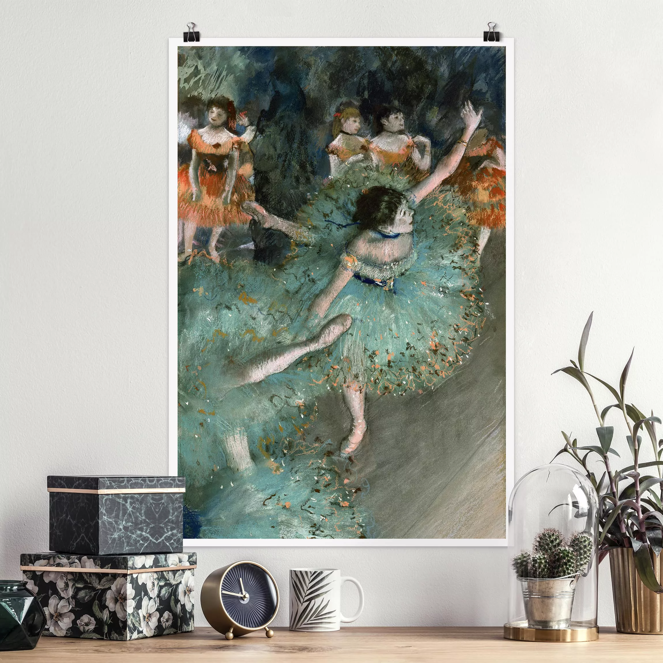 Poster Kunstdruck - Hochformat Edgar Degas - Tänzerinnen in Grün günstig online kaufen