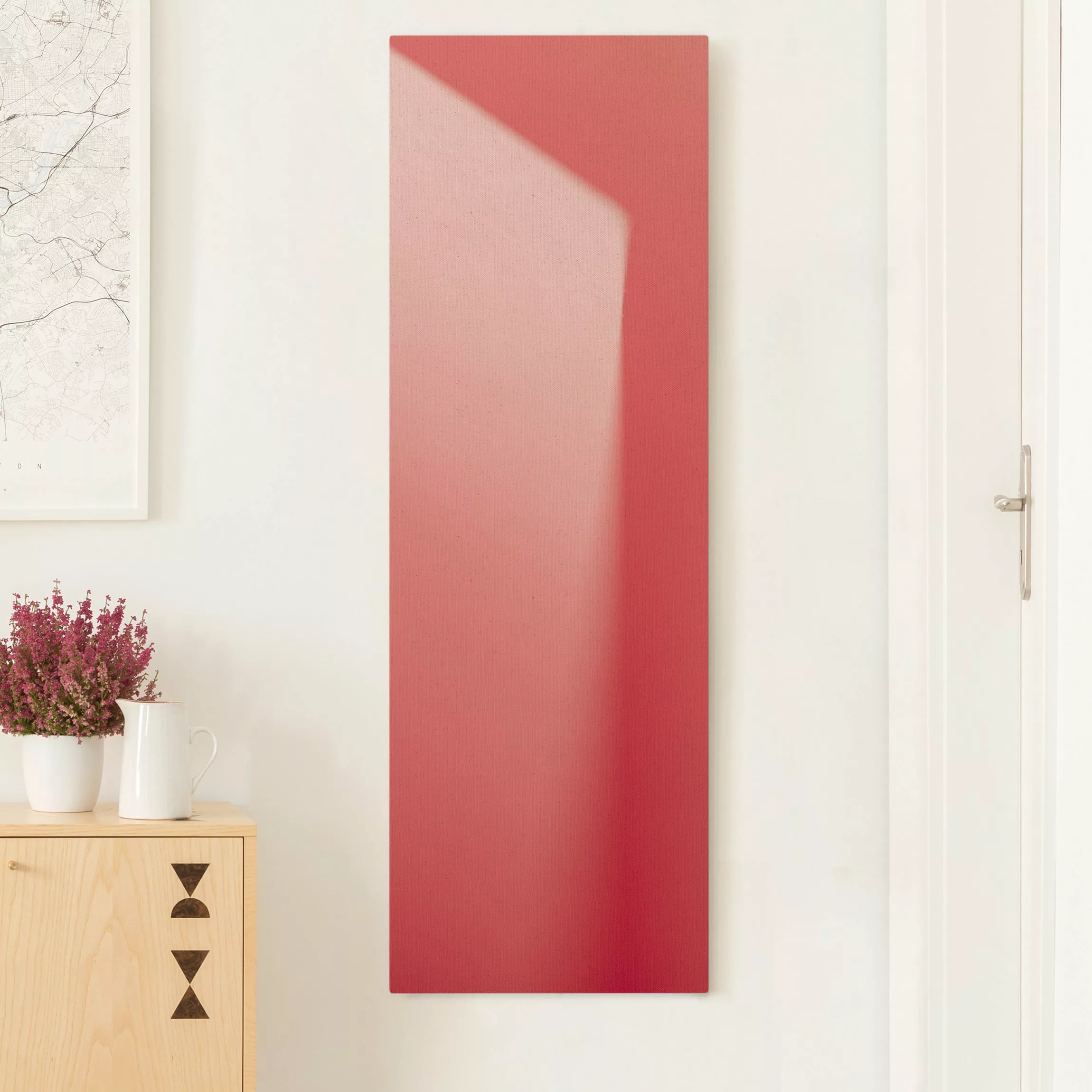 Leinwandbild auf Naturcanvas Farbiges Schattenspiel Pink günstig online kaufen