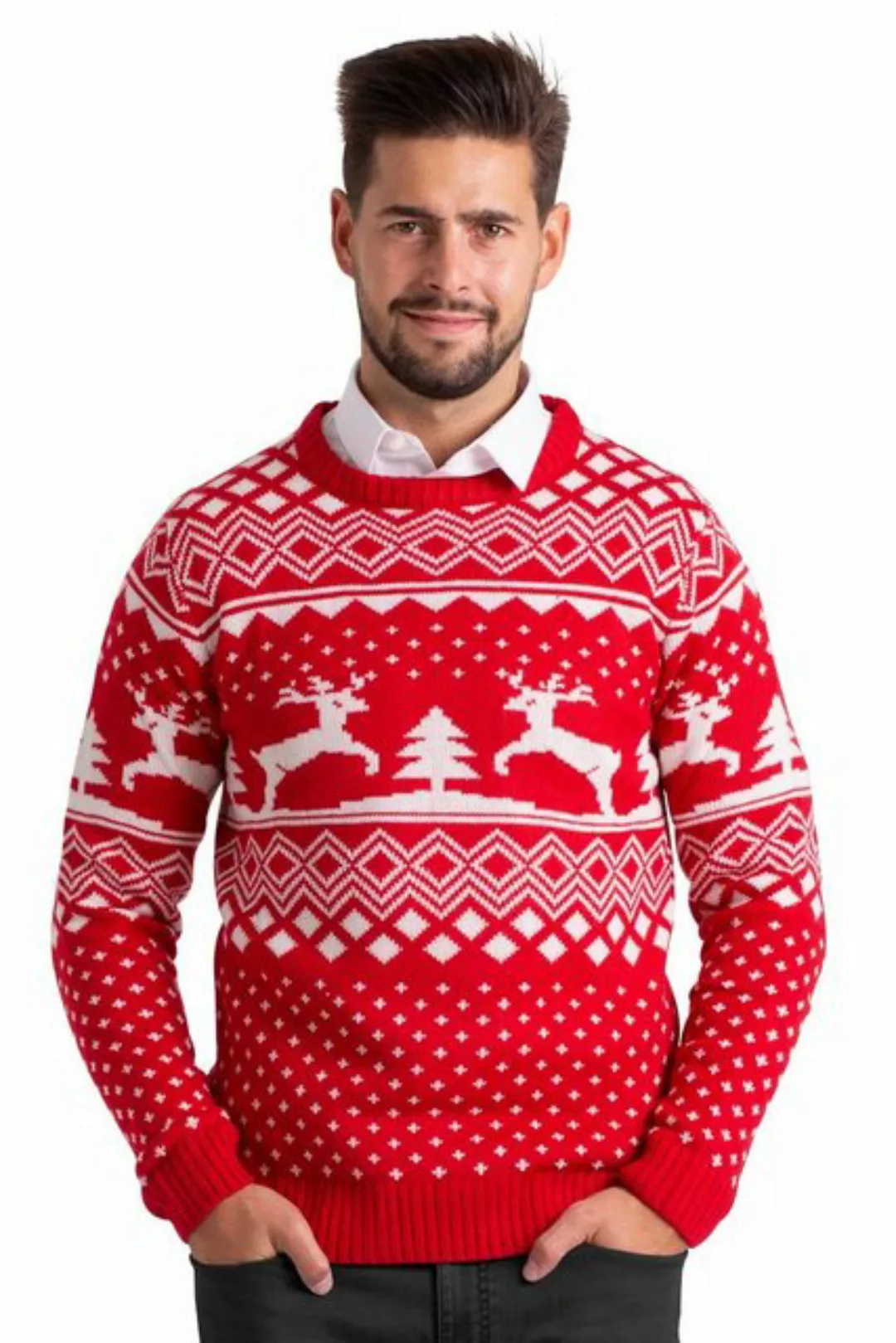 BlauerHafen Weihnachtspullover Herren Weihnachts Pullover lange Ärmel Knit günstig online kaufen