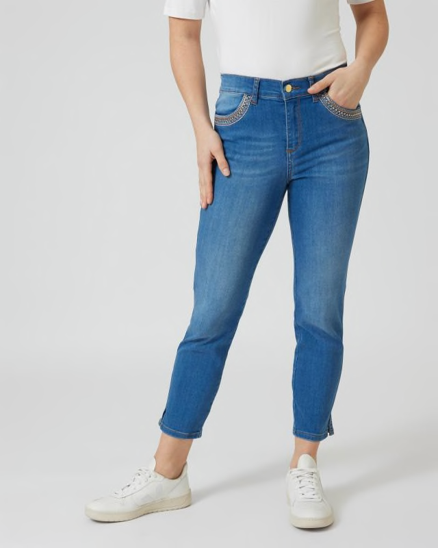 Maloo Jeans mit Stickerein günstig online kaufen