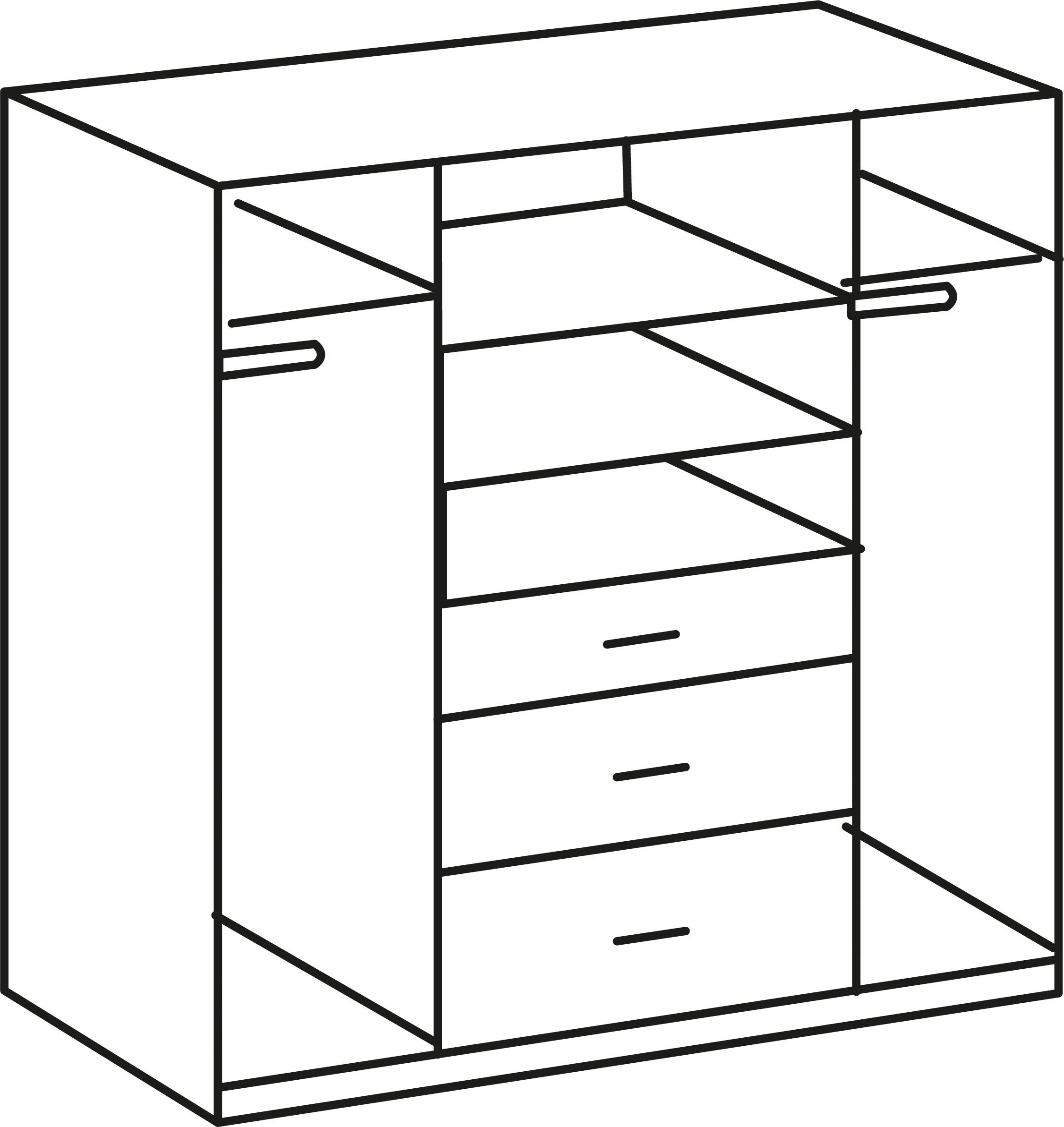 Kleiderschrank 4trg mit 2 Spiegel CLICK von WIMEX braun günstig online kaufen