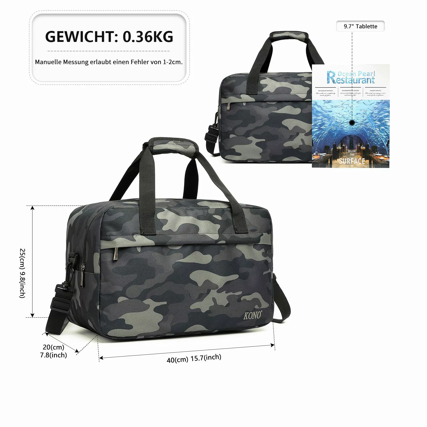 KONO Reisetasche Handgepäck Tasche Unisex Gym günstig online kaufen