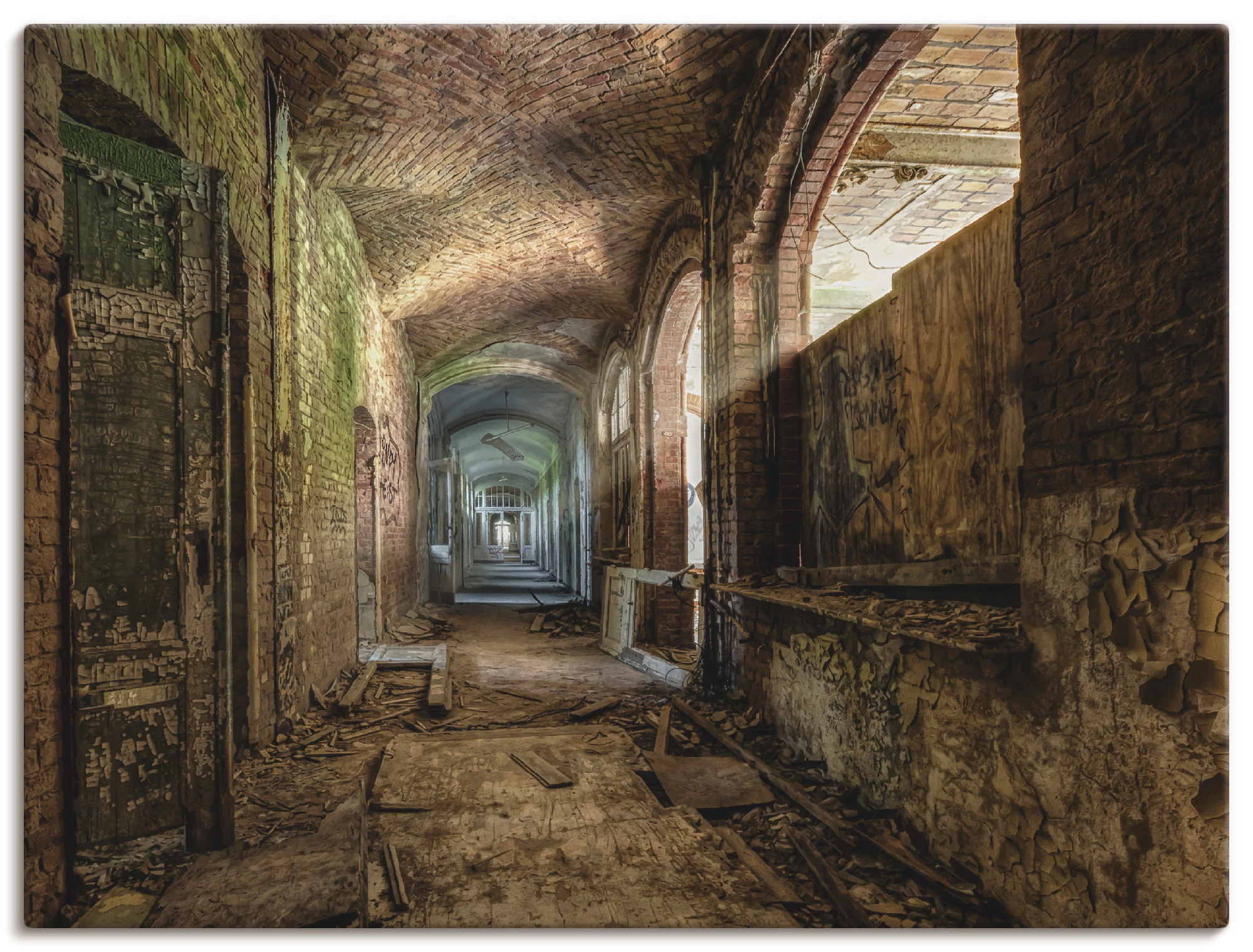 Artland Wandbild "Lost Place düsterer Gang", Gebäude, (1 St.), als Leinwand günstig online kaufen