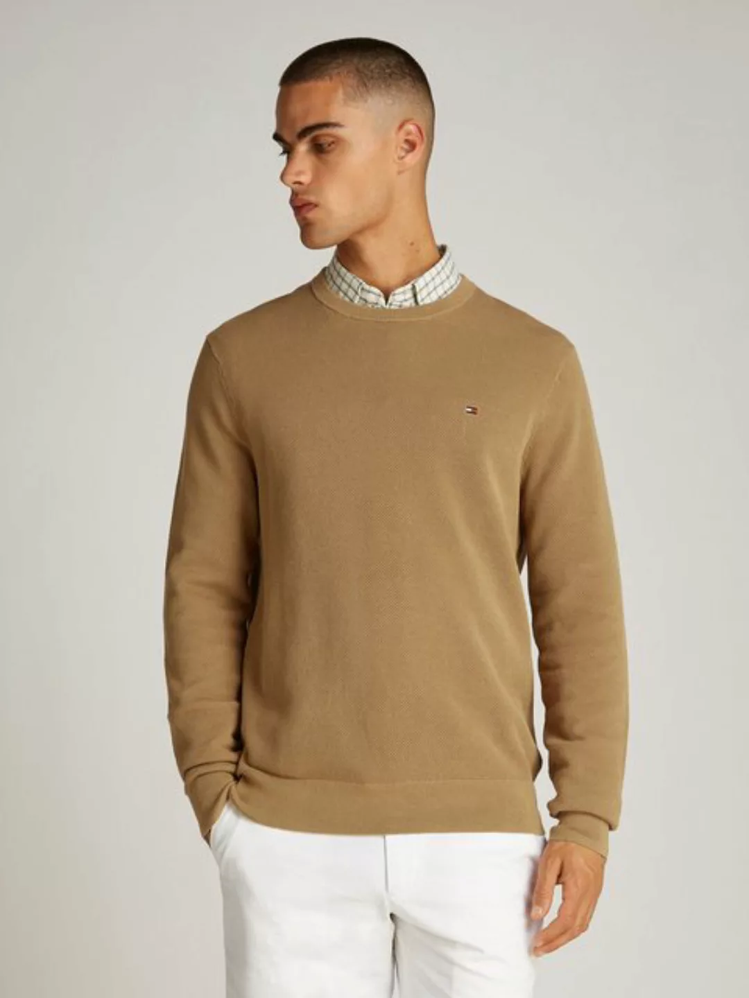 Tommy Hilfiger Rundhalspullover ESSENTIAL STRUCTURE CREW NECK mit feiner St günstig online kaufen