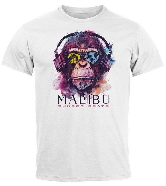 Neverless Print-Shirt Herren T-Shirt Affe mit Kopfhörer Musik Motiv Party F günstig online kaufen