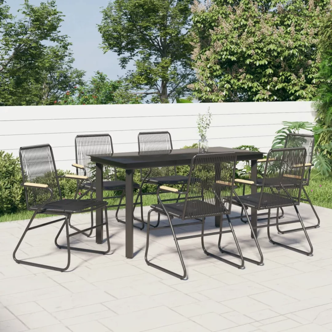 Vidaxl 7-tlg. Garten-essgruppe Schwarz Pvc-rattan günstig online kaufen