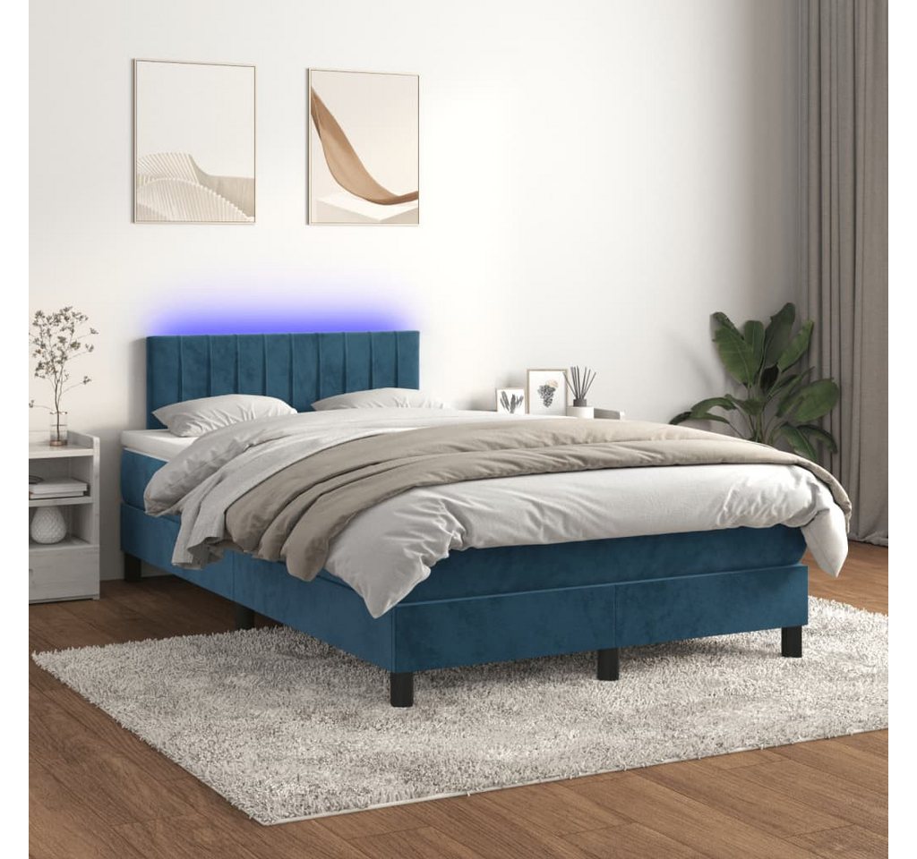 vidaXL Boxspringbett Boxspringbett mit Matratze LED Dunkelblau 120x200 cm S günstig online kaufen