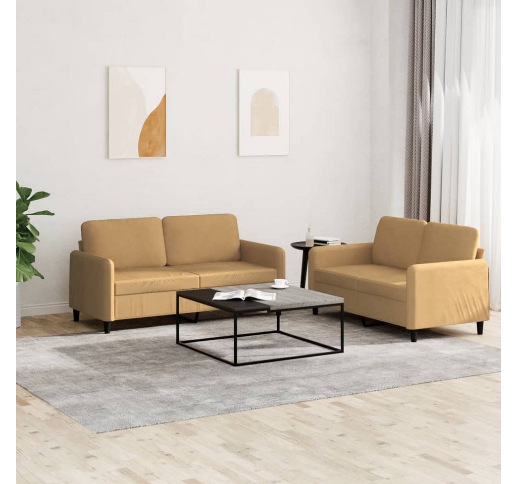 vidaXL Sofa Sofagarnitur Set mit Kissen Samt, 2-tlg., Braun günstig online kaufen