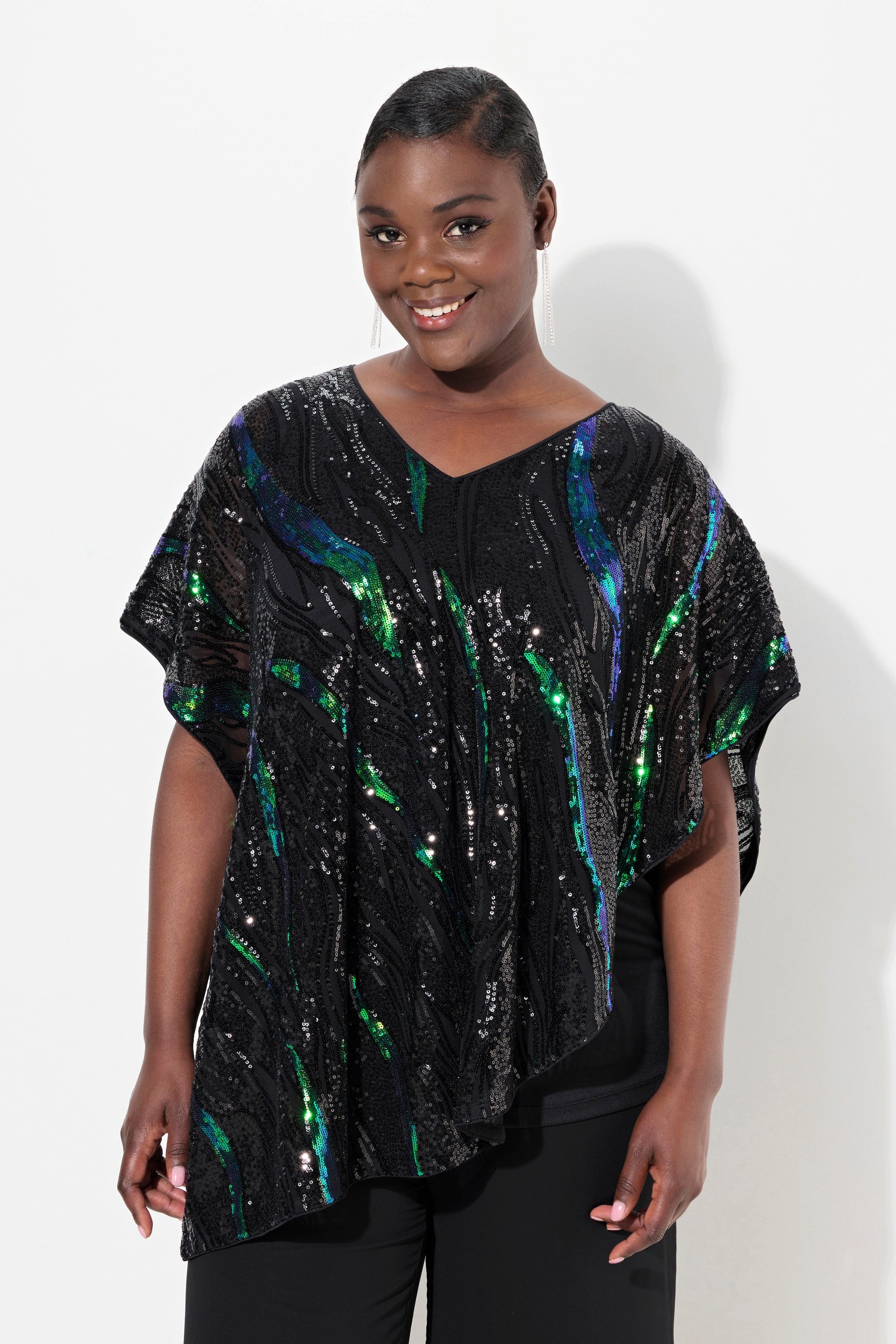 Ulla Popken Longbluse Bluse oversized Pailletten günstig online kaufen