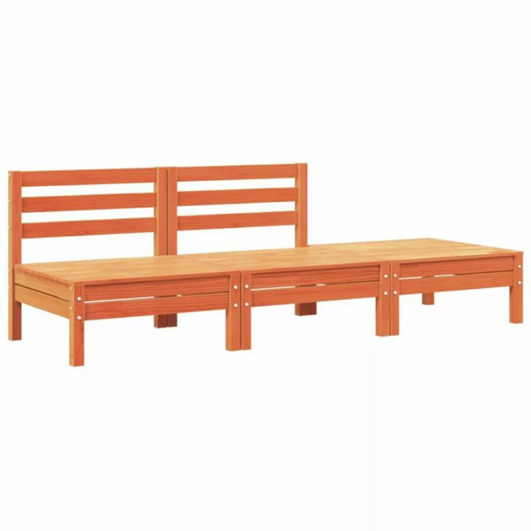 vidaXL Loungesofa Gartensofa 3-Sitzer Wachsbraun Massivholz Kiefer, 1 Teile günstig online kaufen