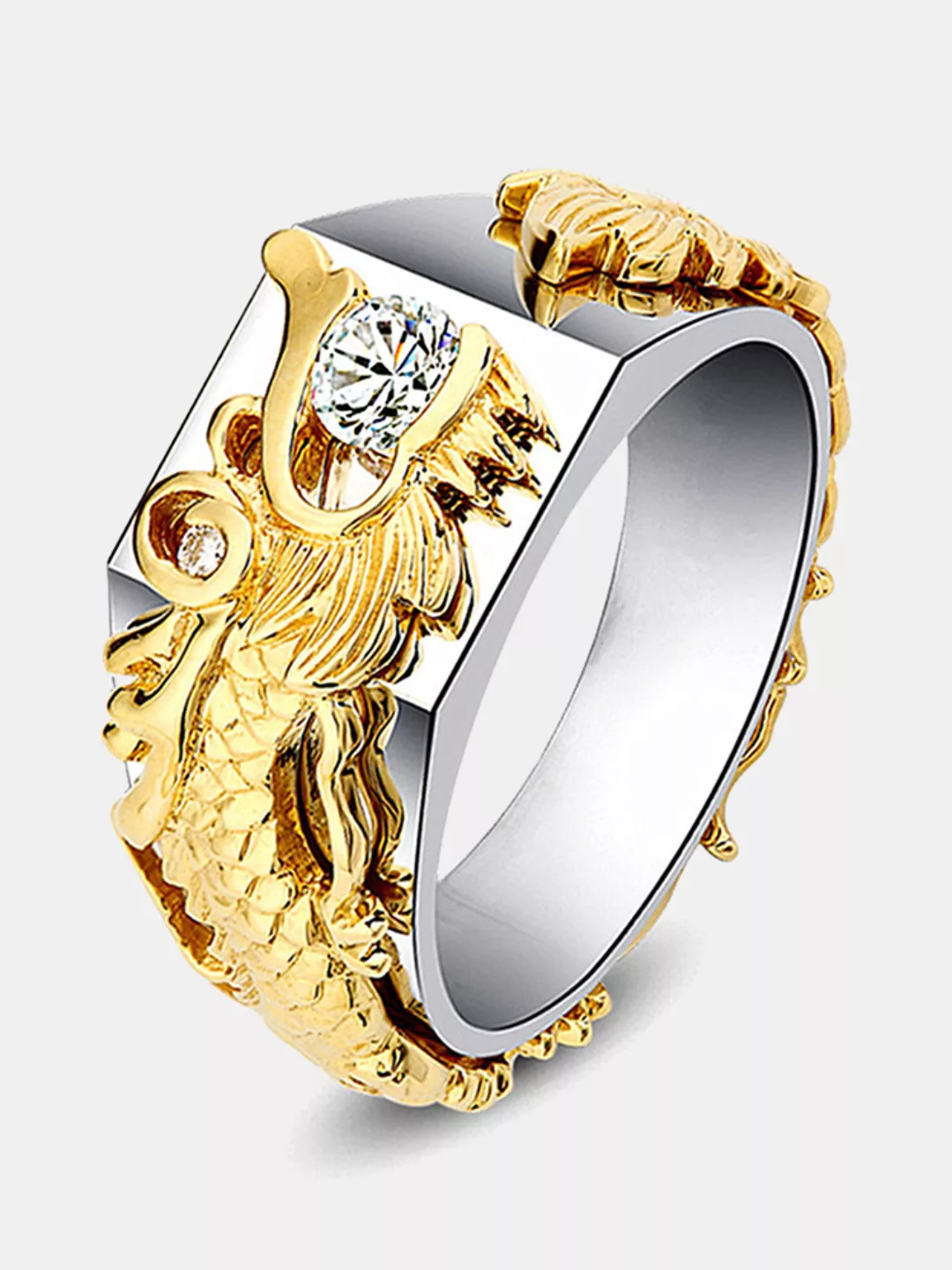 Luxus Gold Dragon Men Ring 18 Karat vergoldete Diamantringe für Männer günstig online kaufen